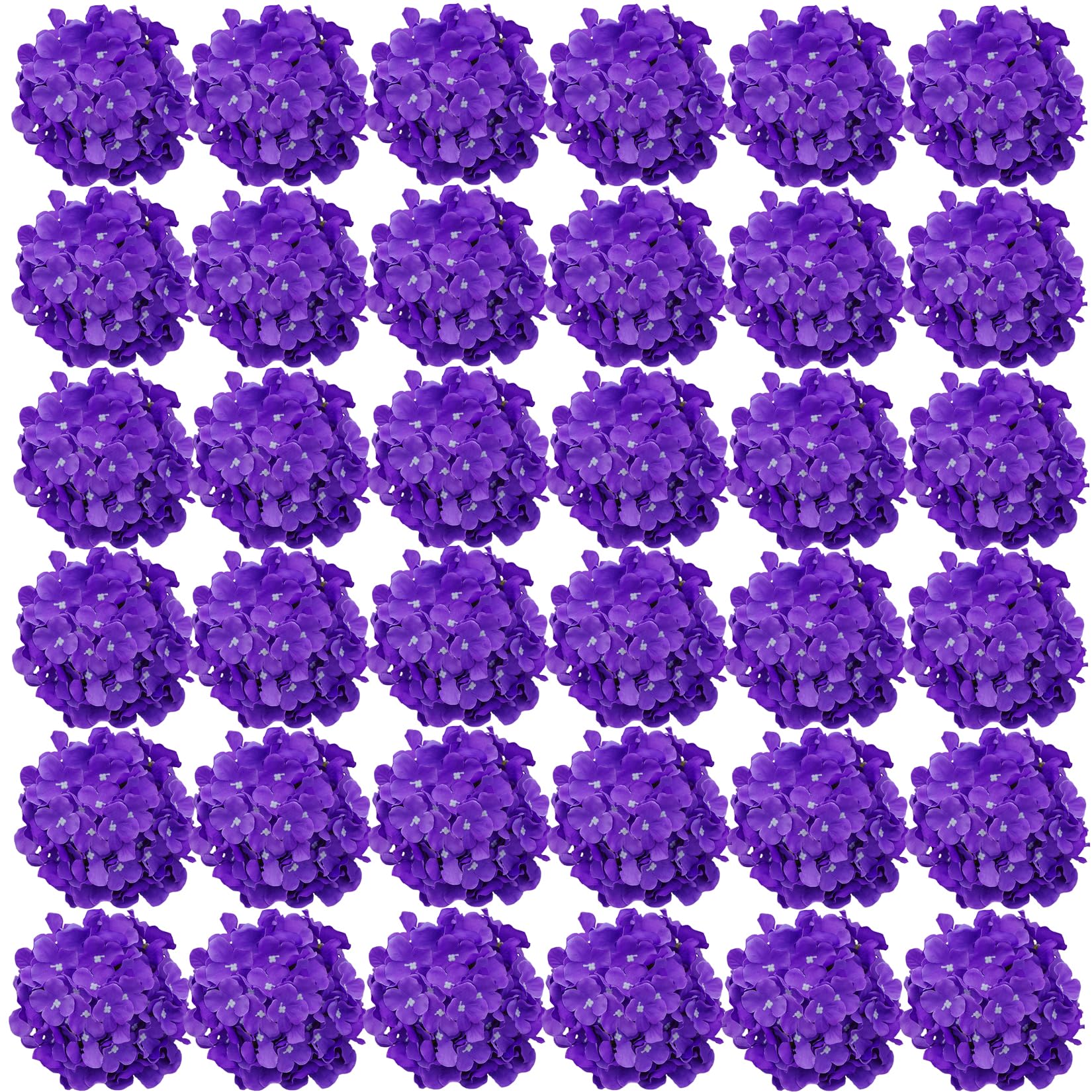FagusHome 35 Pcs Silk Hydrangea Heads Artificial Flowers Heads with Stems Fake Hydrangea Flowers Head Diameter 7 Inches for Home Wedding Décor (Light Purple)