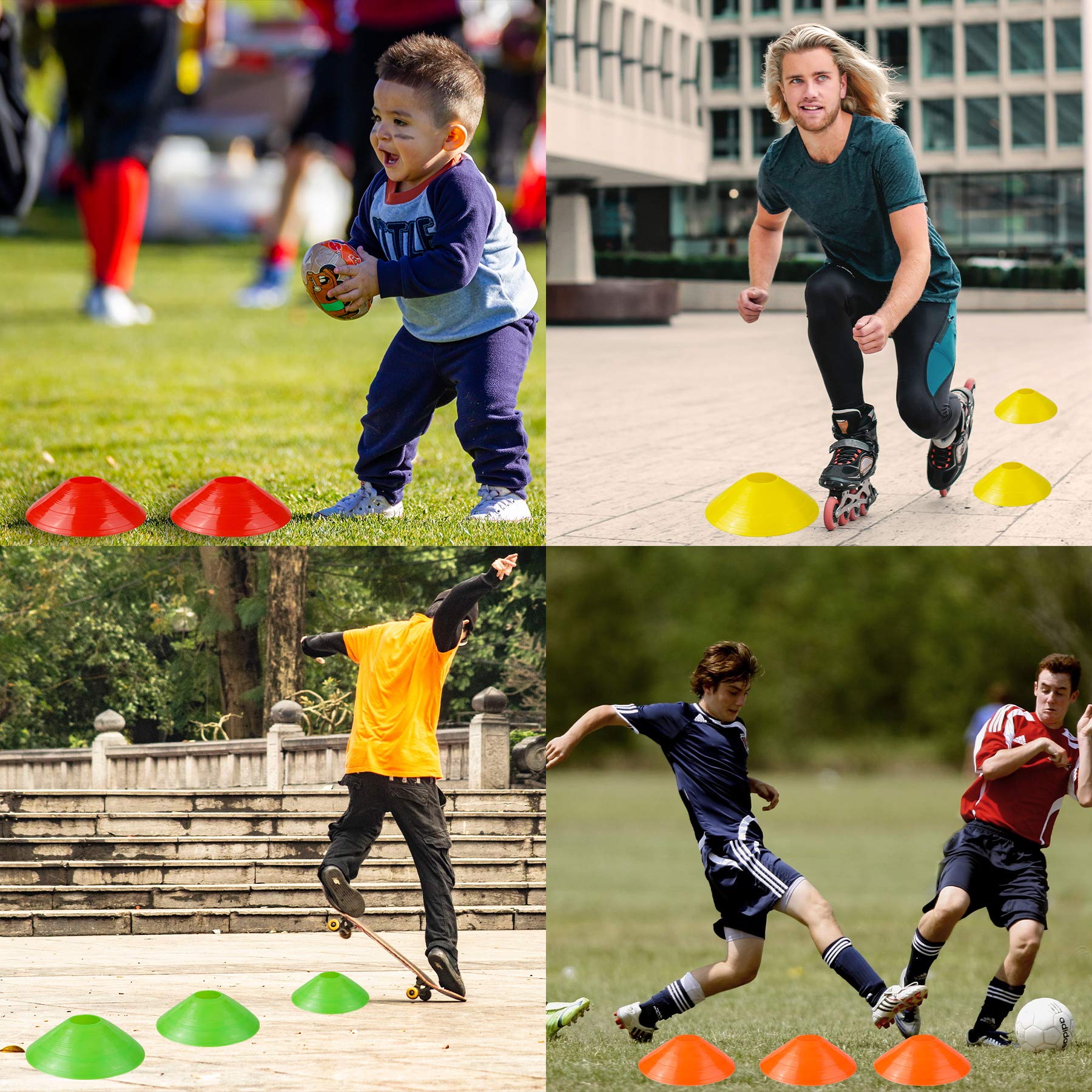 YSDMY Cônes de Marqueurs 15 Pièces Plots Sport Cônes de Disques Variété de Couleurs Cone Sport Football Cone de Signalisation Plots de Marquage pour Entraînement Football