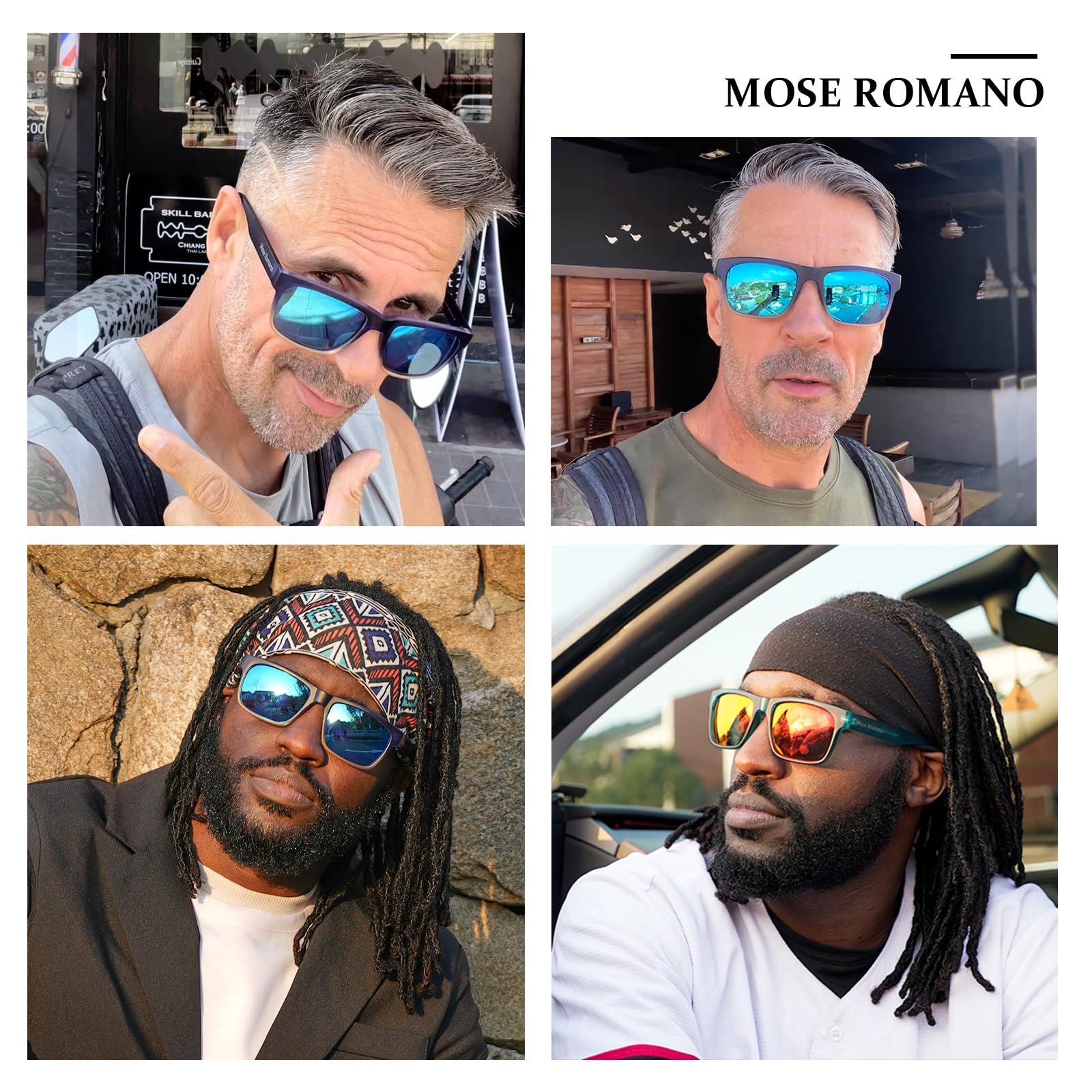 Occhiali da sole polarizzati per gli uomini Protezione UV400 Occhiali da sole quadrati leggeri TR90 Running Fishing Driving Shades, Telai Teal Lenti Rosso Tramonto, XL
