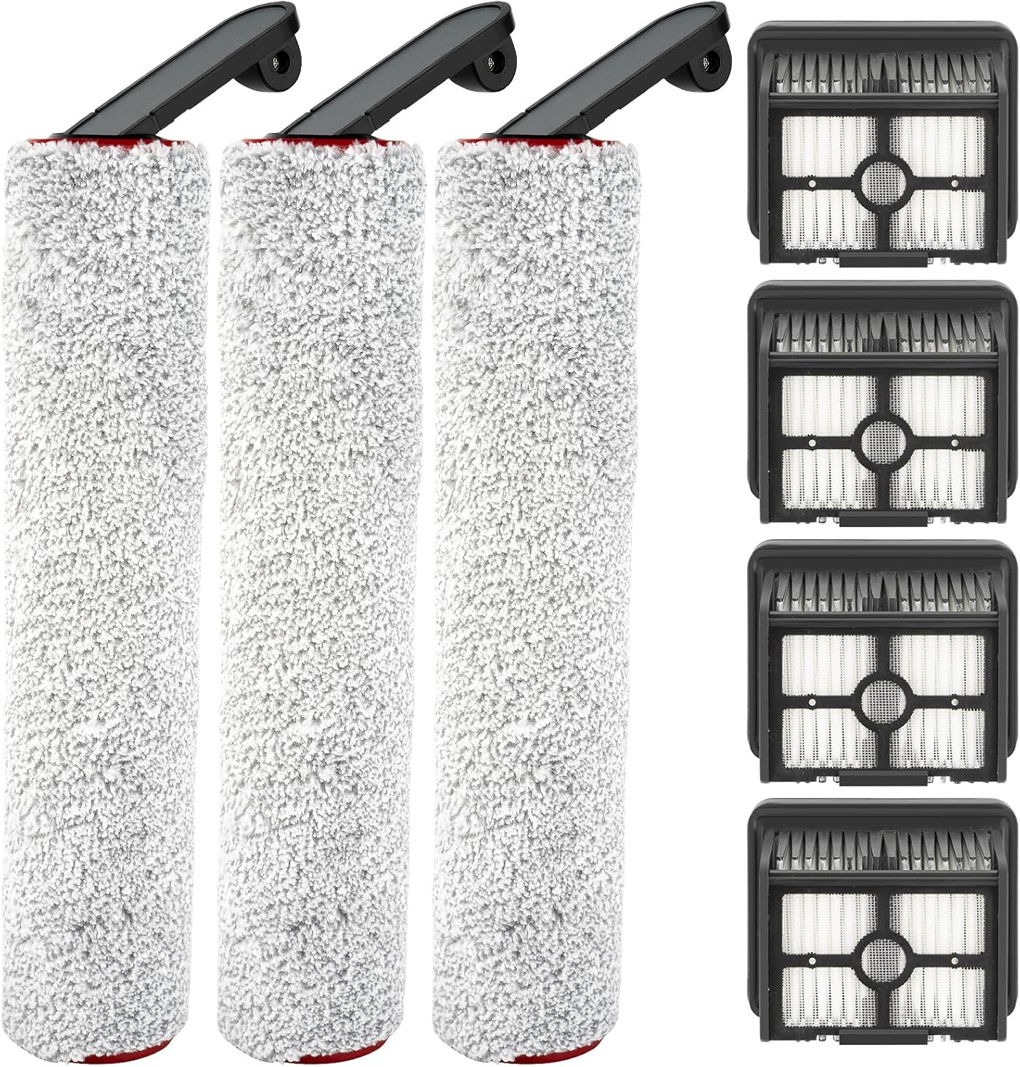 (7 Pack) Replacement Brush Rollers and HEPA Filters Compatible for Dreame H12 Pro Cordless Wet Dry Vacuum Cleaner, Accessories Kit, 3 Brush Rollers, 4 HEPA Filters (Note: Not Compatible with H12)