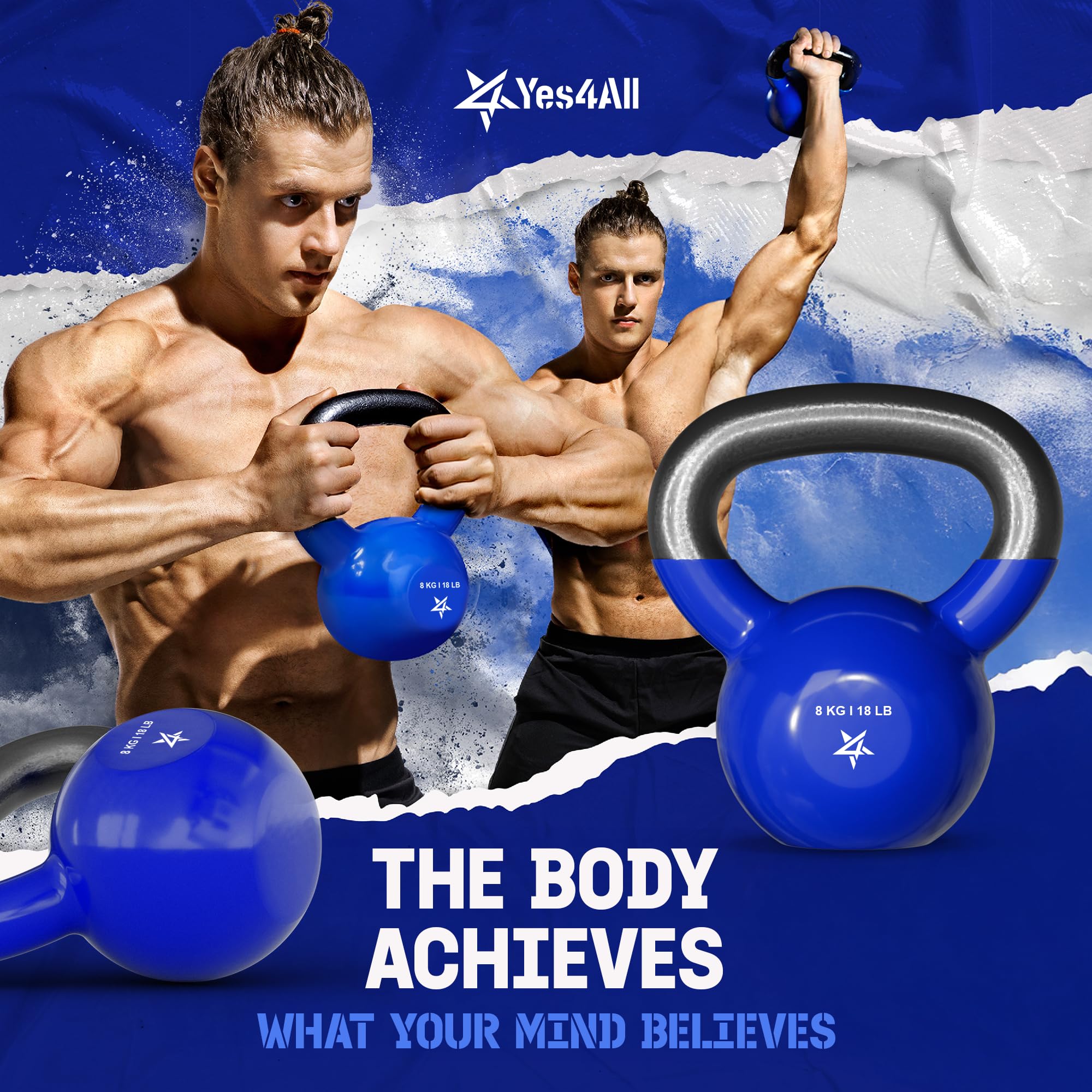 Yes4All Kugelhanteln, 4–20 kg, Vinylbeschichtetes Gusseisen, für Hantelübungen, Fitnessstudio, Fitness, Ganzkörper-Trainingsgeräte, Liegestütze, Griff- und Krafttraining