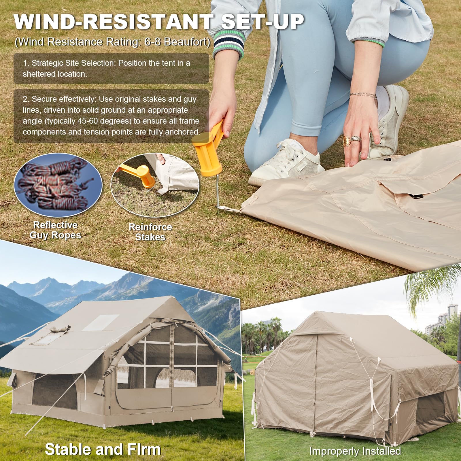 DanCoom Tente gonflable pour 2/4/6/8 personnes - Tente pour le camping - Tente de maison à grande air - Tente de camping - Tente de glamping - Grande abside.