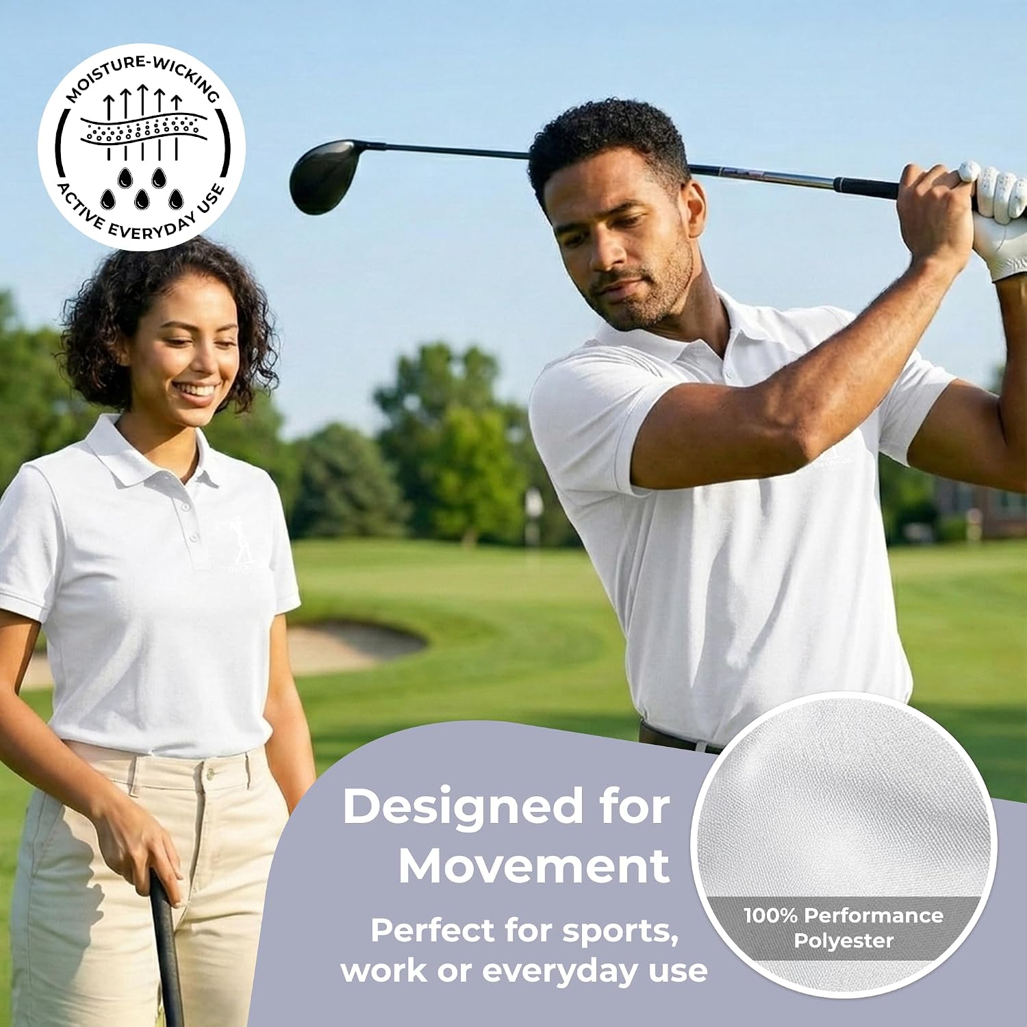 Custom Polo Shirt for Men Women, Personalized Unisex Golf Shirt with Left Chest Logo or Text, for Events & Uniforms