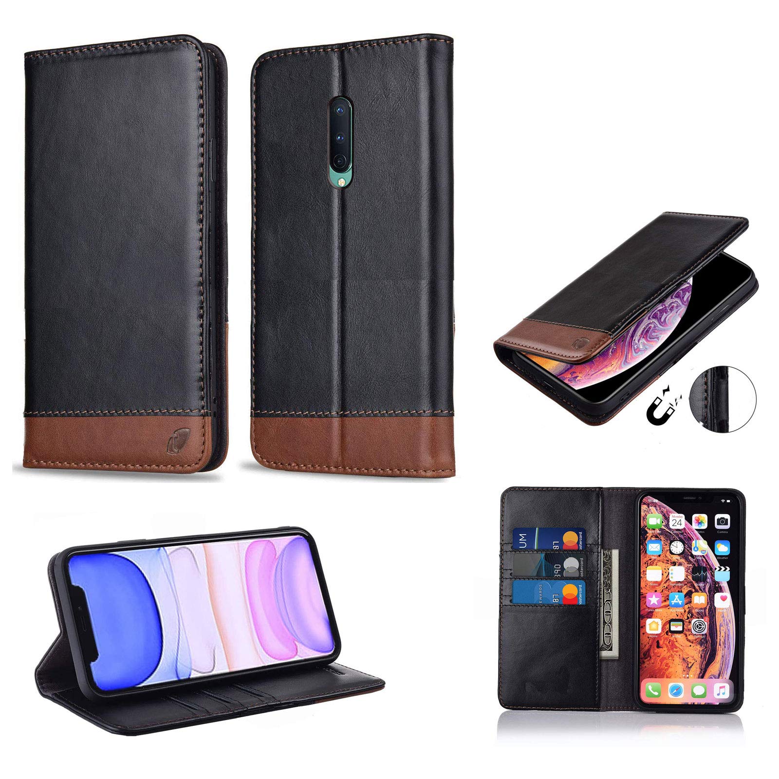 TechstudioOneplus 8 Flip Cover Magnetic Lock Wallet Case with Card and Cash Slot Kickstand Style for One Plus 8
