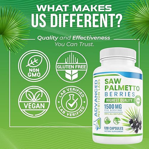 Miniatura 8 de Saw Palmetto serenoa ultrafuerza, 0.053 oz por día, 120 cápsulas (0.026 oz por cápsula)