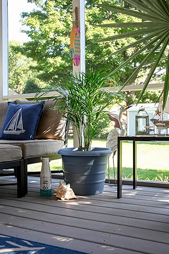 Miniatura 4 de The HC Companies Marina - Maceta redonda de riego automático de 16 pulgadas, maceta de plástico ligera para plantas de interior y exterior, flores,