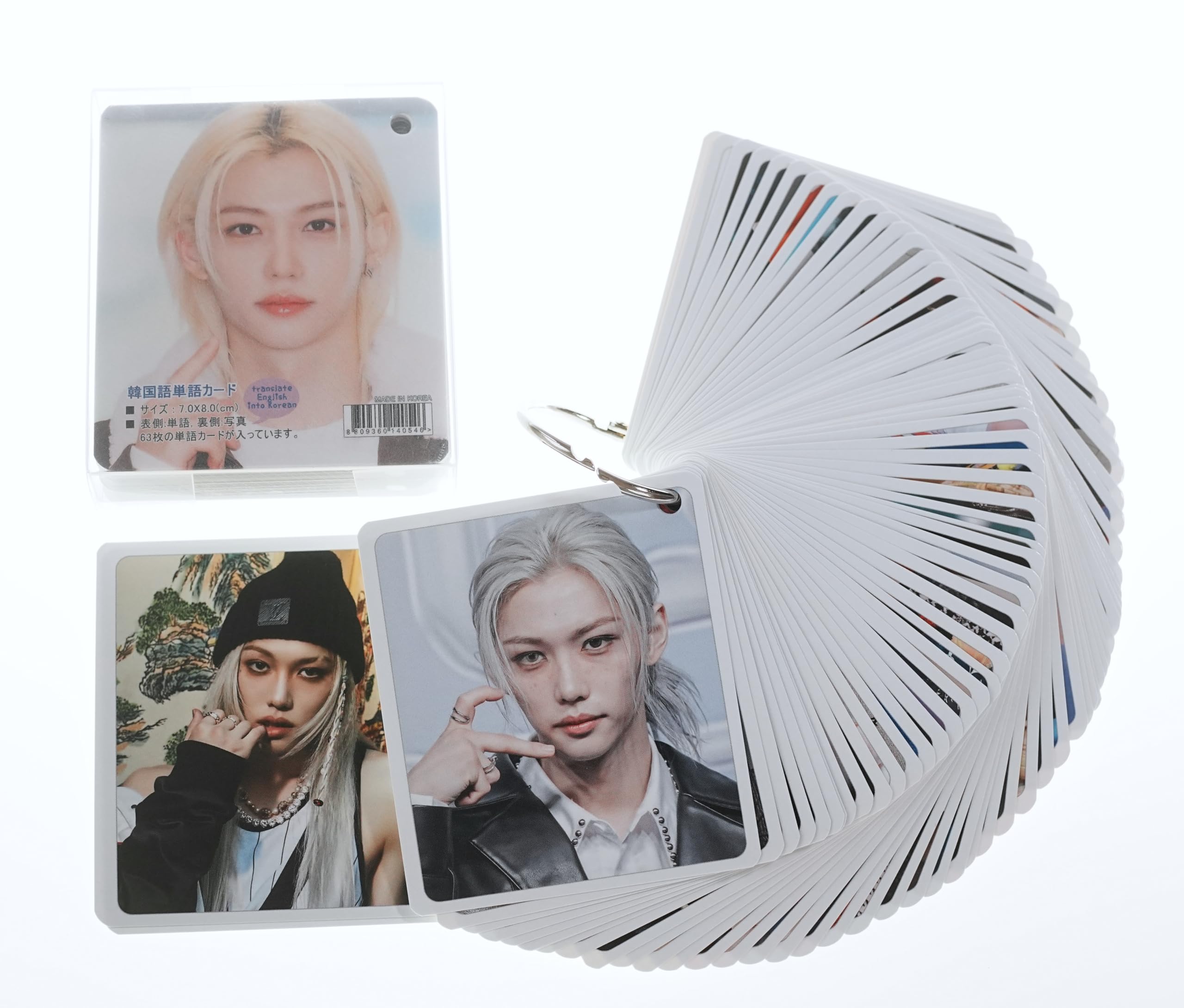 スキズ グッズ 韓国語 単語カード 単語帳 63枚入 + ケース付 K-POP (Felix フィリックス)
