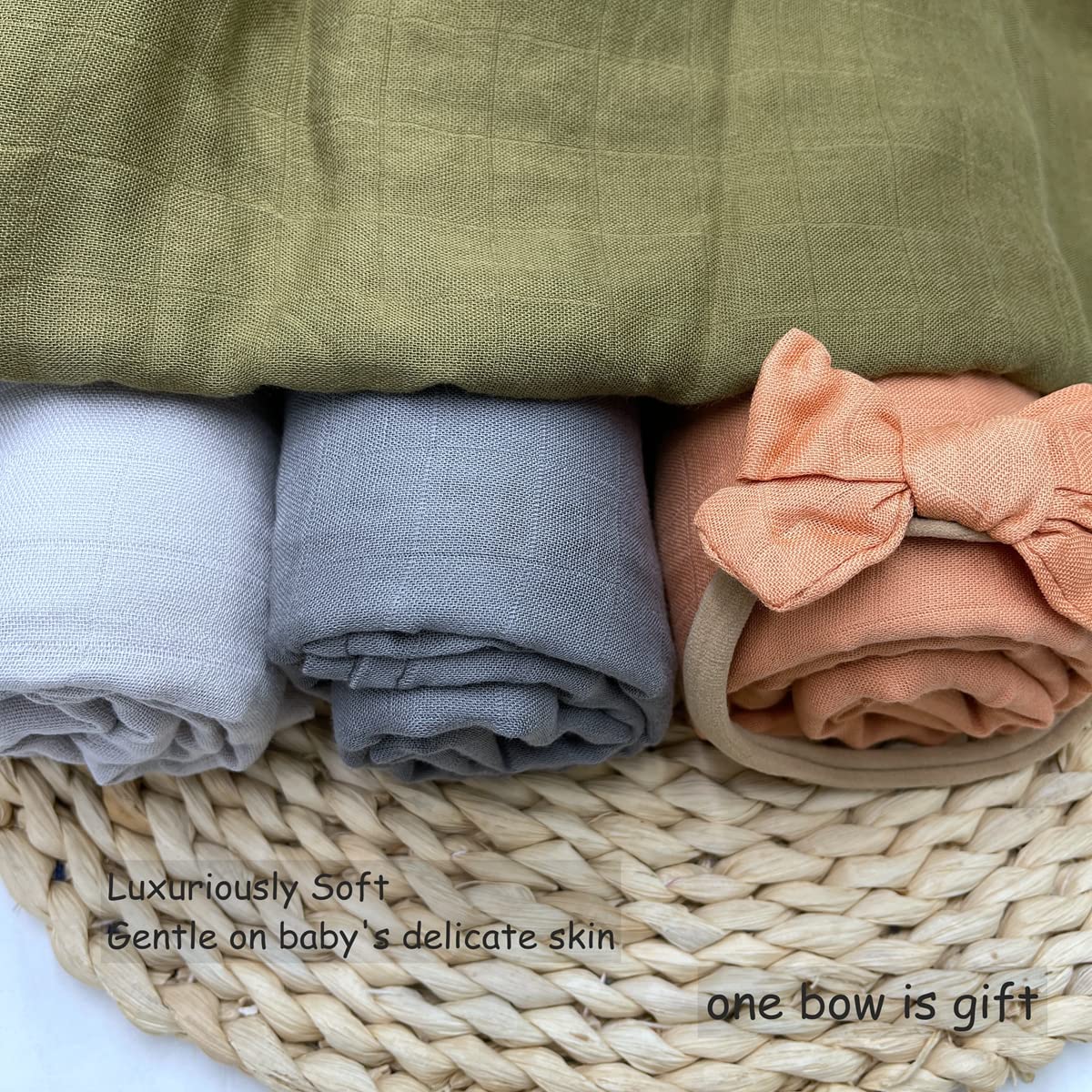 HGHG 4 Pack Bamboo Muslin Swaddle Blankets – Ultra Soft, Large 47x47, Multipurpose Baby Blankets