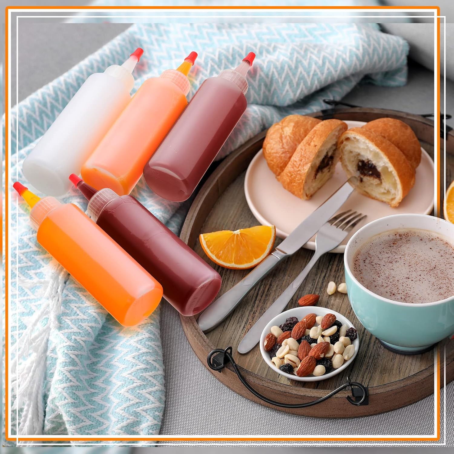 Nuenen 80 Pieces 4 oz Plastic Squeeze Condiment Bottles with Red Tip Cap, Empty Refillable Bottles for Icing, Cookie Decorating, Sauces, Condiments, Arts, Crafts, Paint