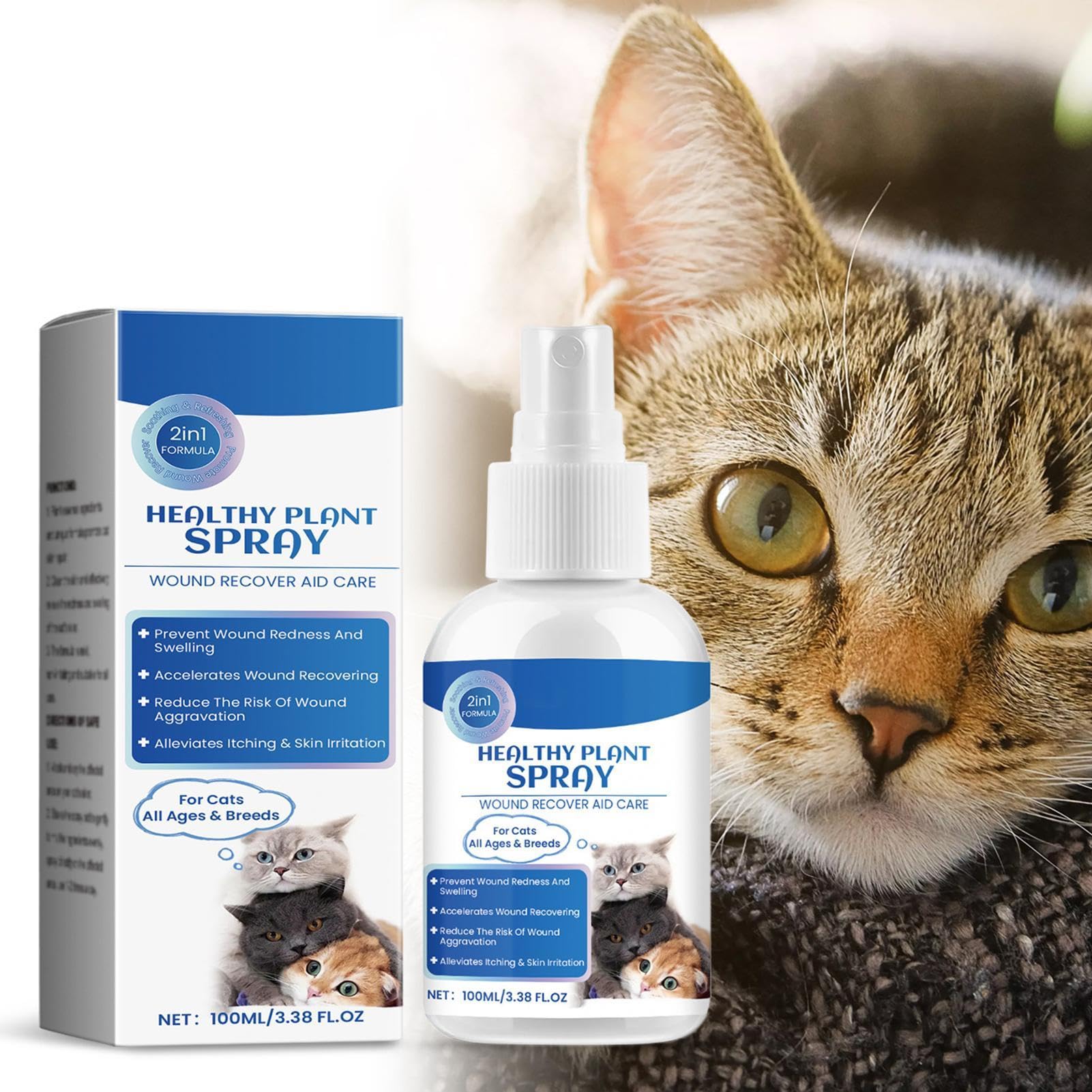 Soulagement de la peau sèche pour les chats, soins de la peau des chats, Spray anti-démangeaisons pour chat, 100 ml, Guérisseur naturel des plaies de chat, soulagement des points chauds, liquide