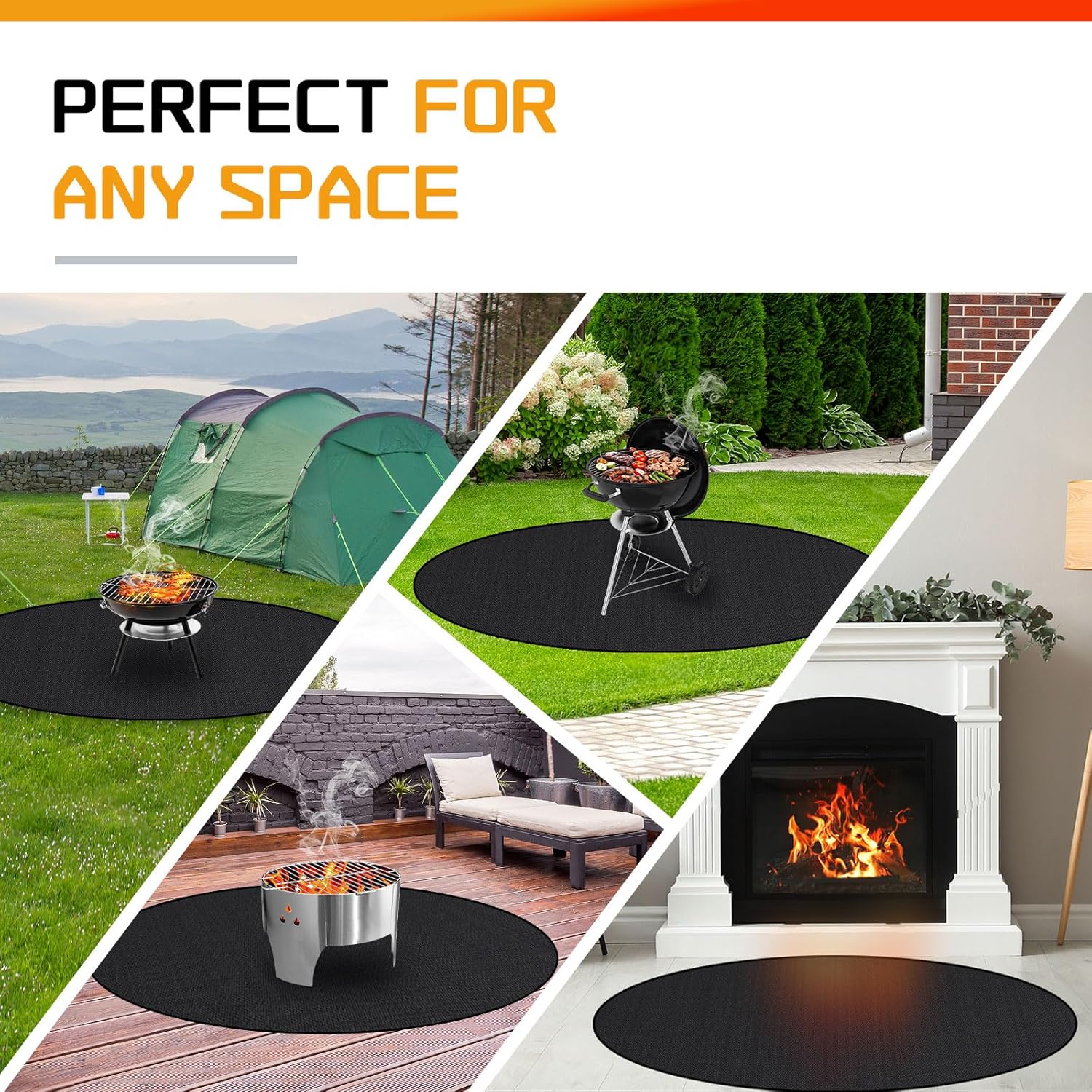 RICHIE 40" Round Fire Pit Mat, Double-Sided Fireproof Under Grill Mat, Heat Resistant Lawn Deck Protector Pad for Solo Stove Bonfire