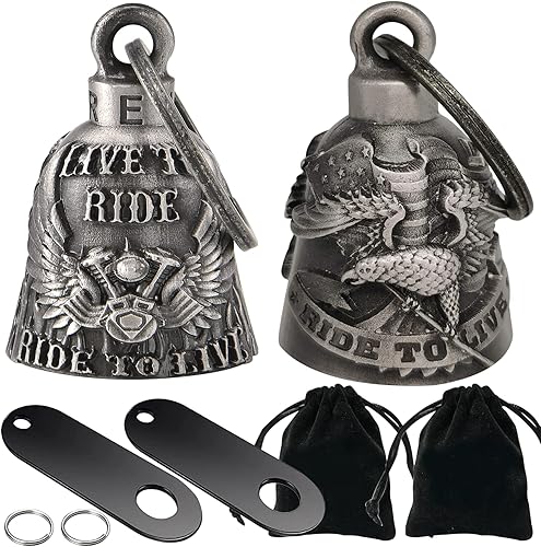 Miniatura 6 de Dream Apparel Paquete de 2 campanas de motocicleta para motociclistas, hombres y mujeres, campanas de ángel con colgadores de campana, accesorios de