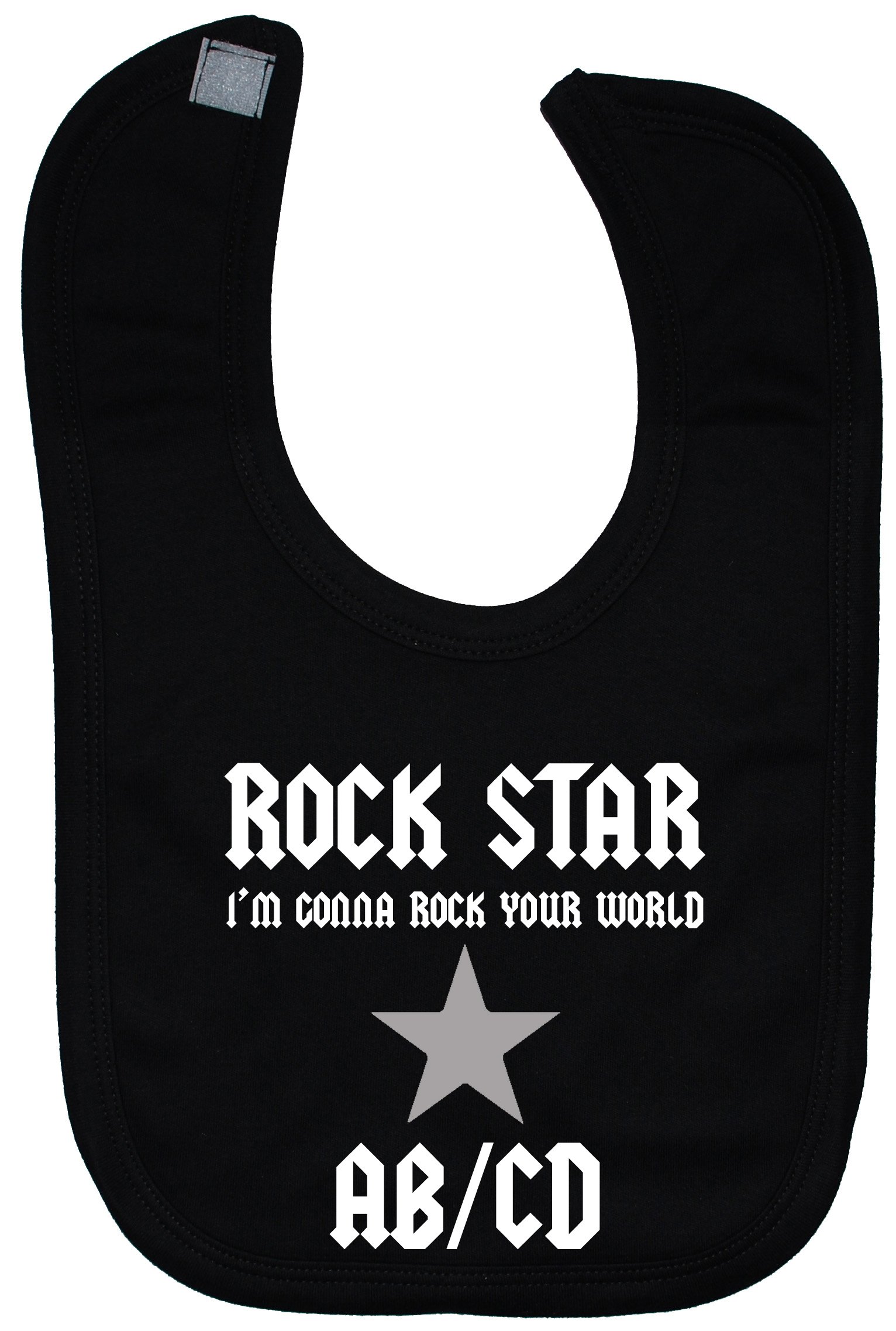 Acce Products Rock Star (I'm gonna rock your world) AB/CD Baby Feeding Bib Touch Attached 0 to approx 3 Years - Black