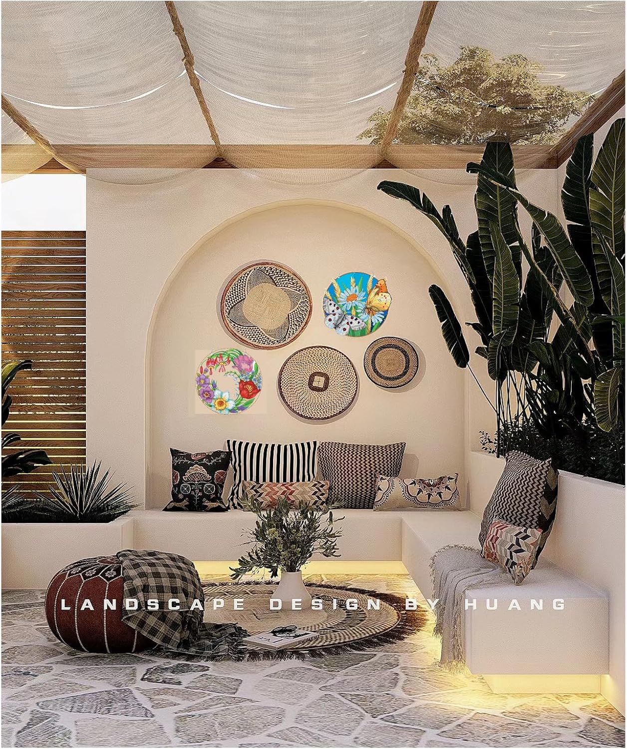 Diamond Painting Kits 2-Piece DIY 5D Diamond Painting Wreath Designs for Home Garden Wall, Door Hanging, and Window Pendants -Diamond Painting Wall Hanging(Flowers)