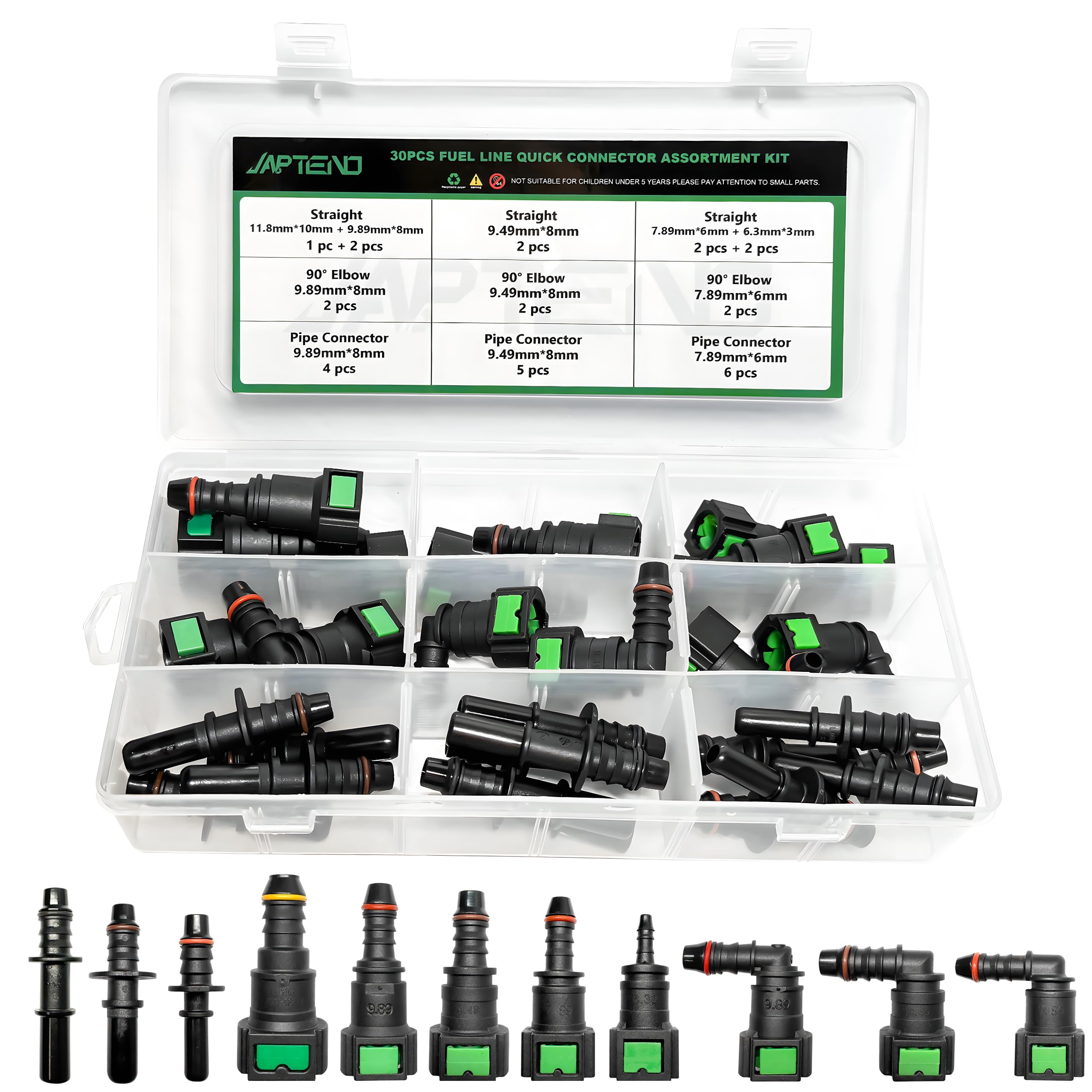 Fuel Line Repair Kit, 30pcs Fuel Line Quick Connector Assortment Kit 11 Size Hose Release Connect Straight Elbow Pipe Connector Fittings SAE 6.3mm to 11.8mm-image-12