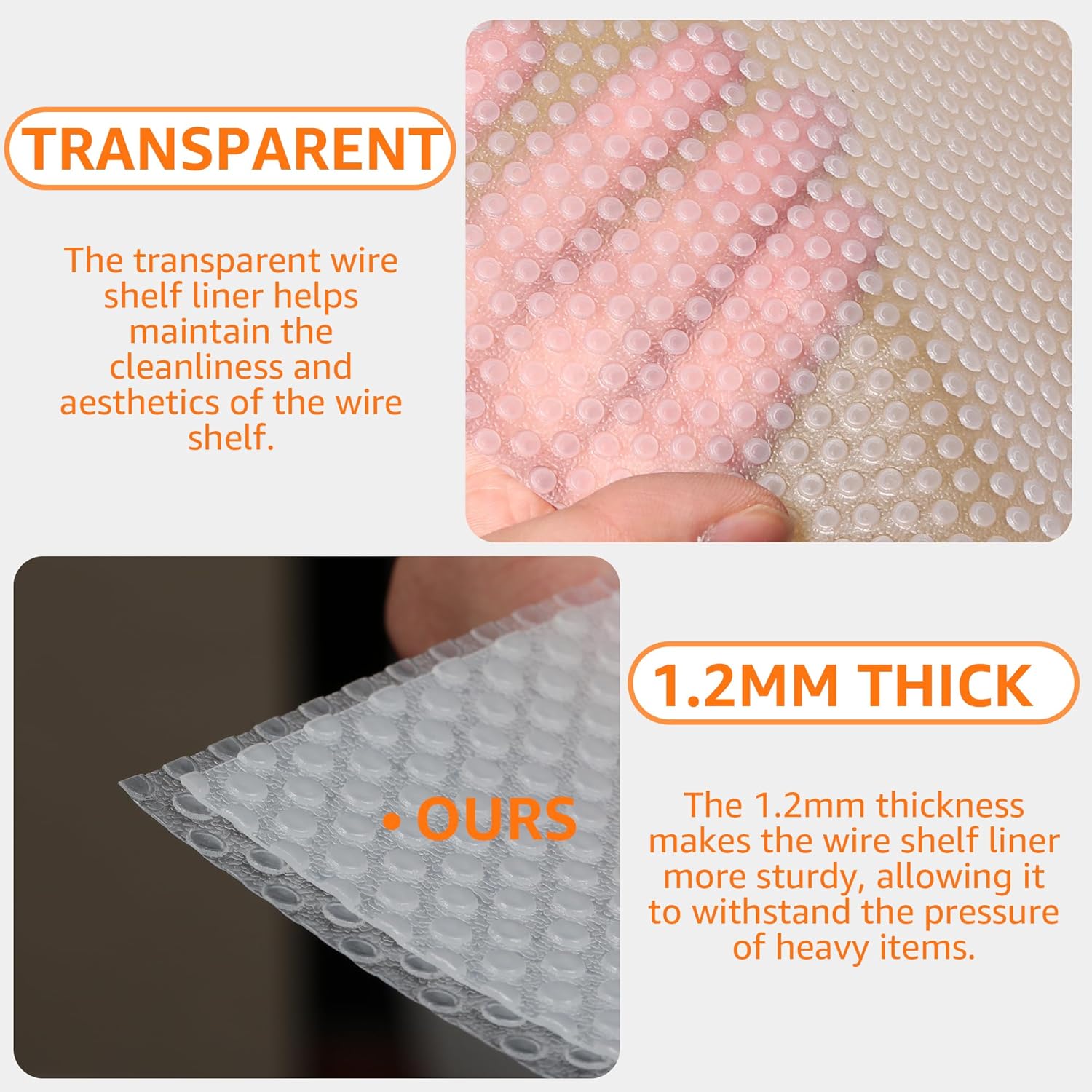 PABUSIOR Pantry Shelf Liner for 16 inch Wire Shelving - Clear Wire Shelf Liner Precise Size 15.5 x 157 Inch - Easy to Cut, (Thick 1.2mm) Transparent Shelves Mat for Garage Drawer - Image 4