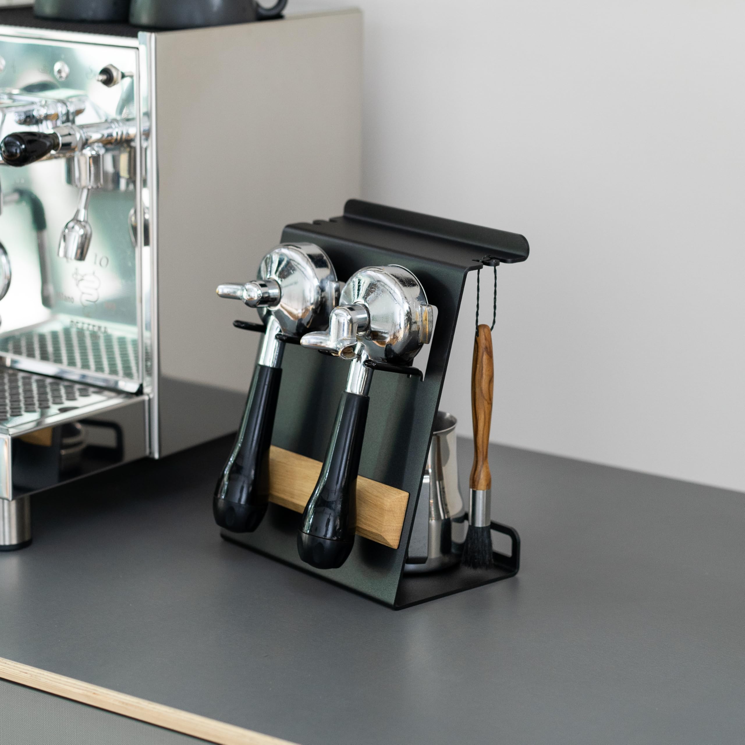 FLATE® Barista Stand Mini: Kompakte Station für Barista Zubehör mit Siebträgerhalter (Schwarz)