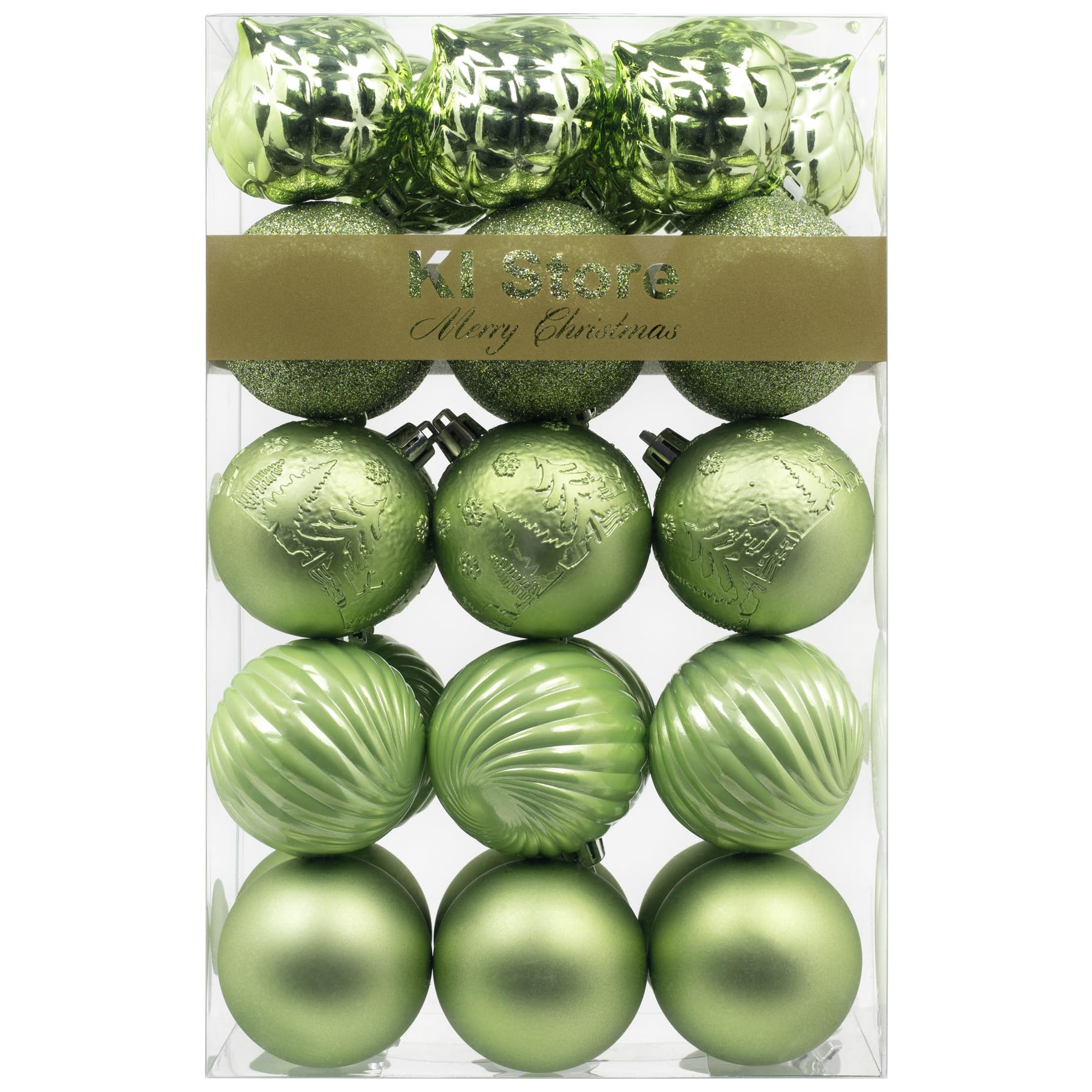 Art Beauty Light Green Christmas Baubles 60mm Christmas Tree Decoration Ornaments 30pcs Shatterproof Balls for Xmas Hanging Decorations Festival Holiday Decor