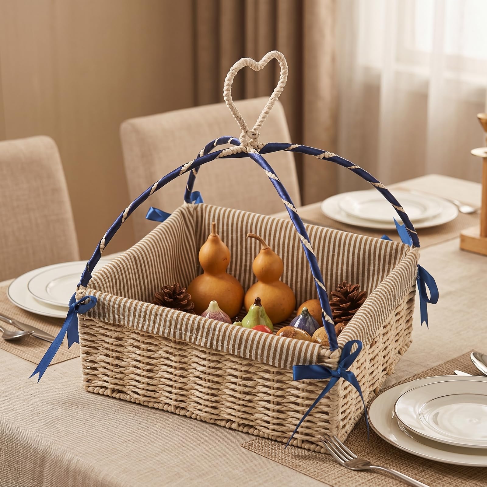 MagiDeal Grande Cesto Intrecciato con Manico in Rattan per Sistemazione Ambiente Cesto Portaoggetti per E Cuscini Elemento Rustico Adatto per Salotto E, style to 1