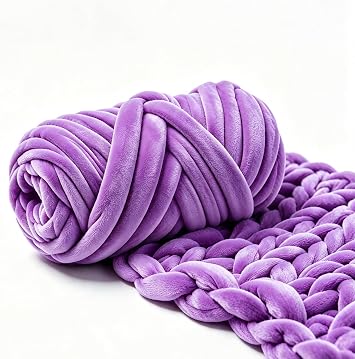 Velvet Chunky Yarn for Arm Knitting & Crochet, Jumbo Yarn,DarkViolet,1.1lb
