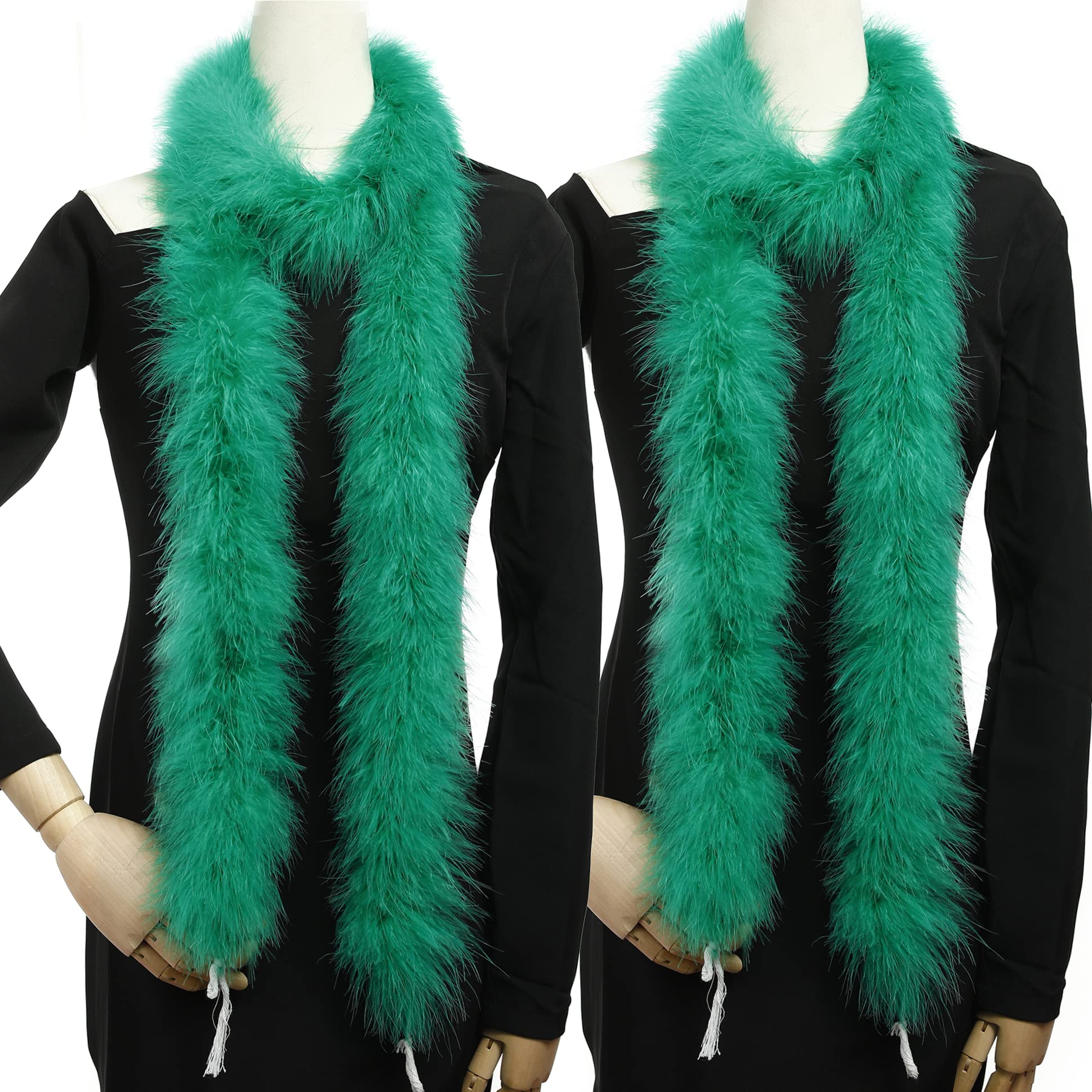 Holmgren Green Fluffy Boa Feathers - 2 Pcs 25g 2 Yards Green Feather Boa for Adults, DIY Craft Clothing, Home Wedding and Holiday Party Decoration (Kelly Green)
