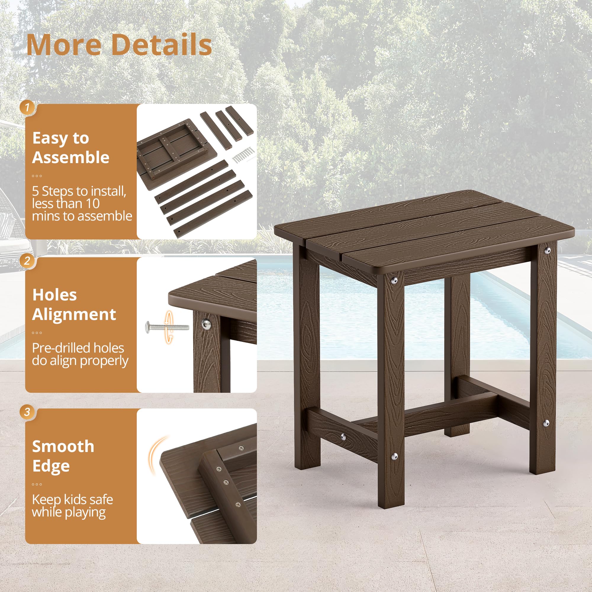 Patio vs Deck: Which Is Right for You? (2026) 2 LUE BONA Outdoor Side Table HDPS Small Adirondack Side Tables Porch Deck Weather — product photo