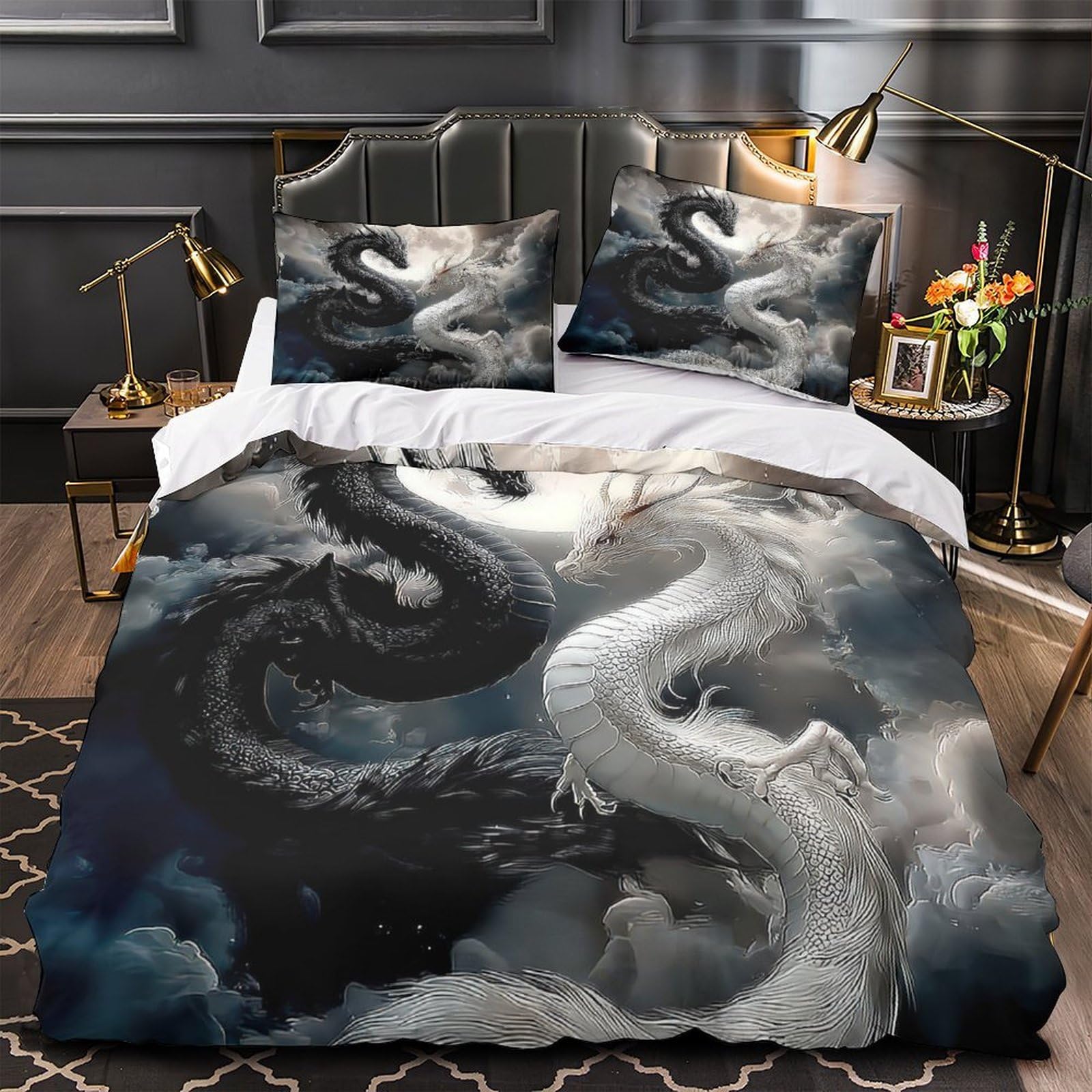 Housse de couette dragon microfibre hypoallergénique et douce