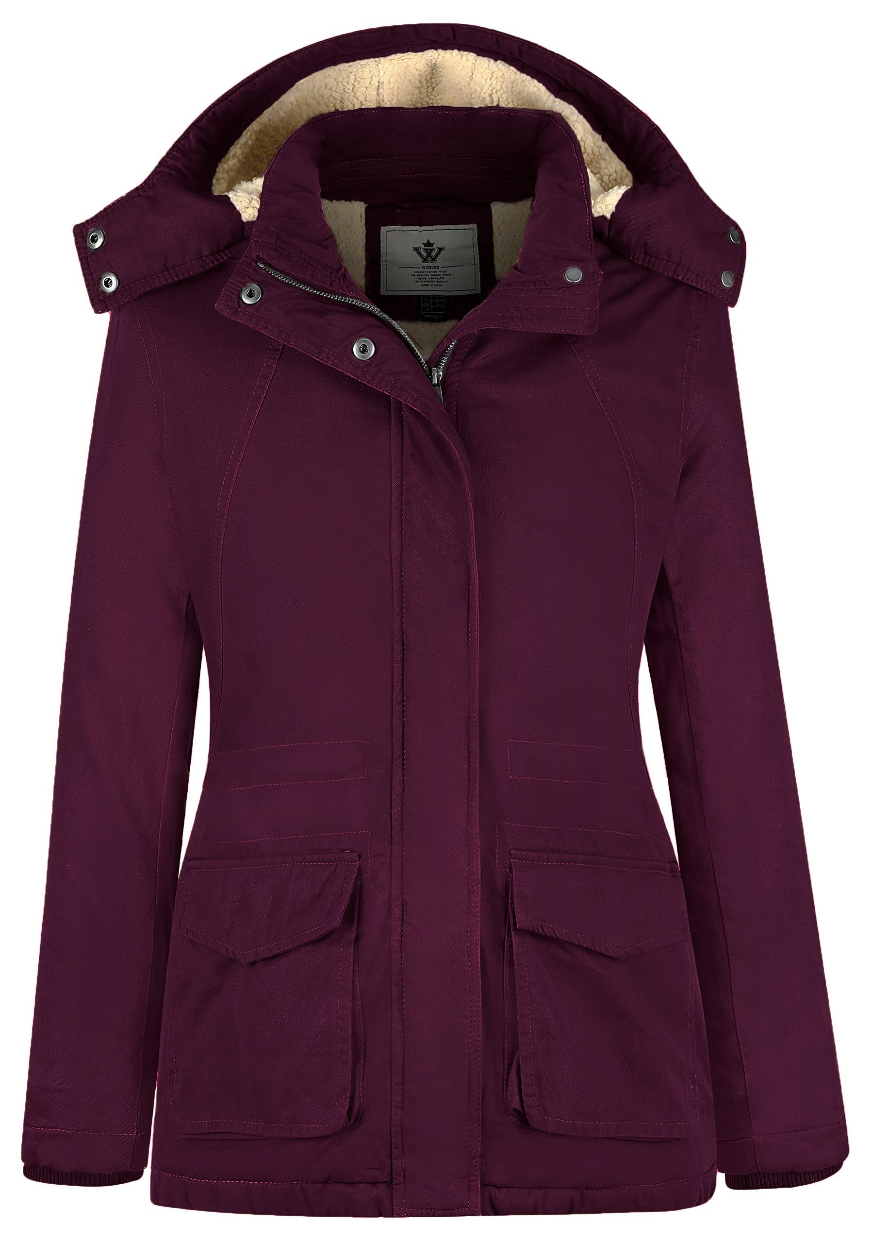 WenVen Women's Winter Warm Sherpa Lined Jacket Heavy Parka Coat with Hood