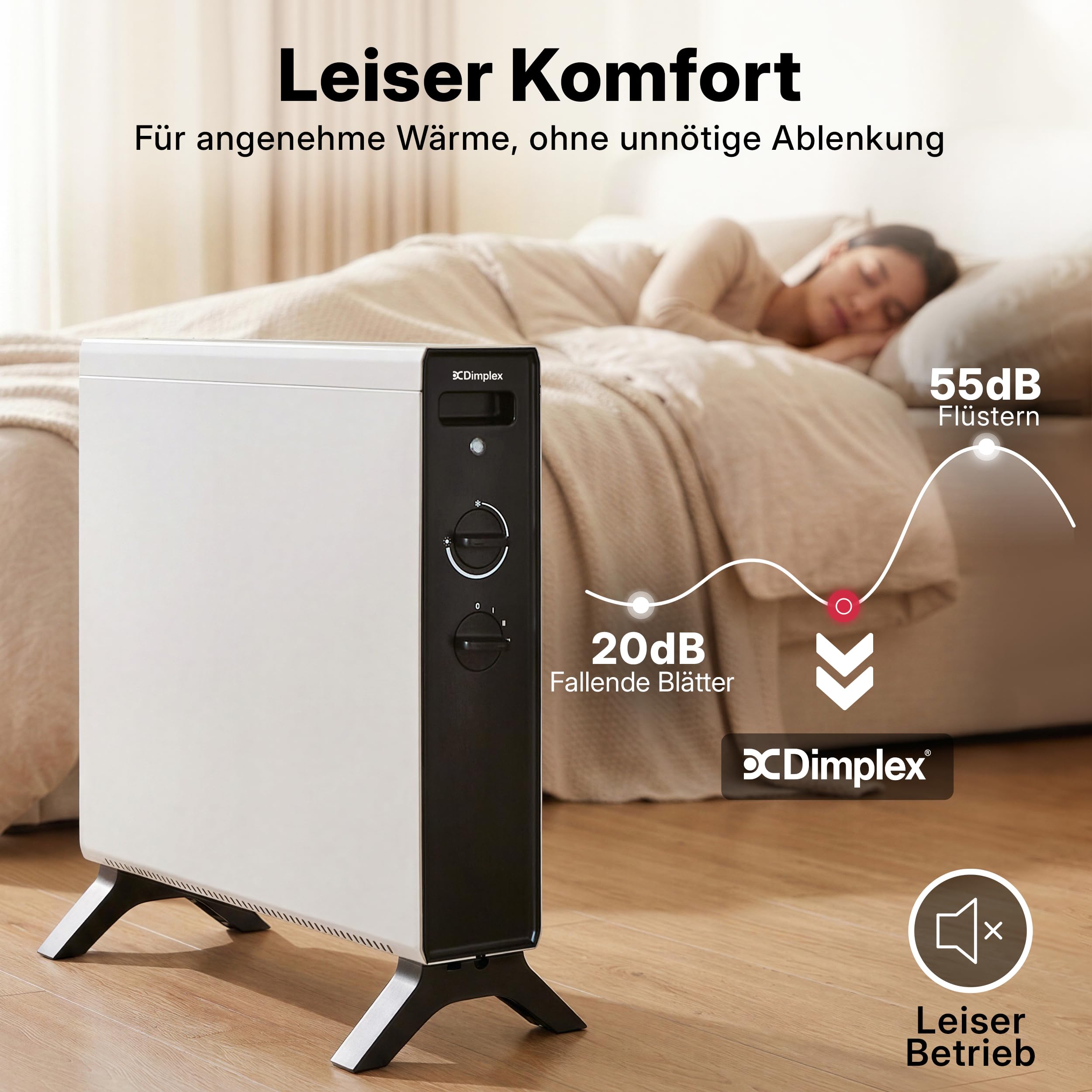 Dimplex HeatLite Konvektor 2000 W, Elektroheizkörper mit Thermostat, Weiß