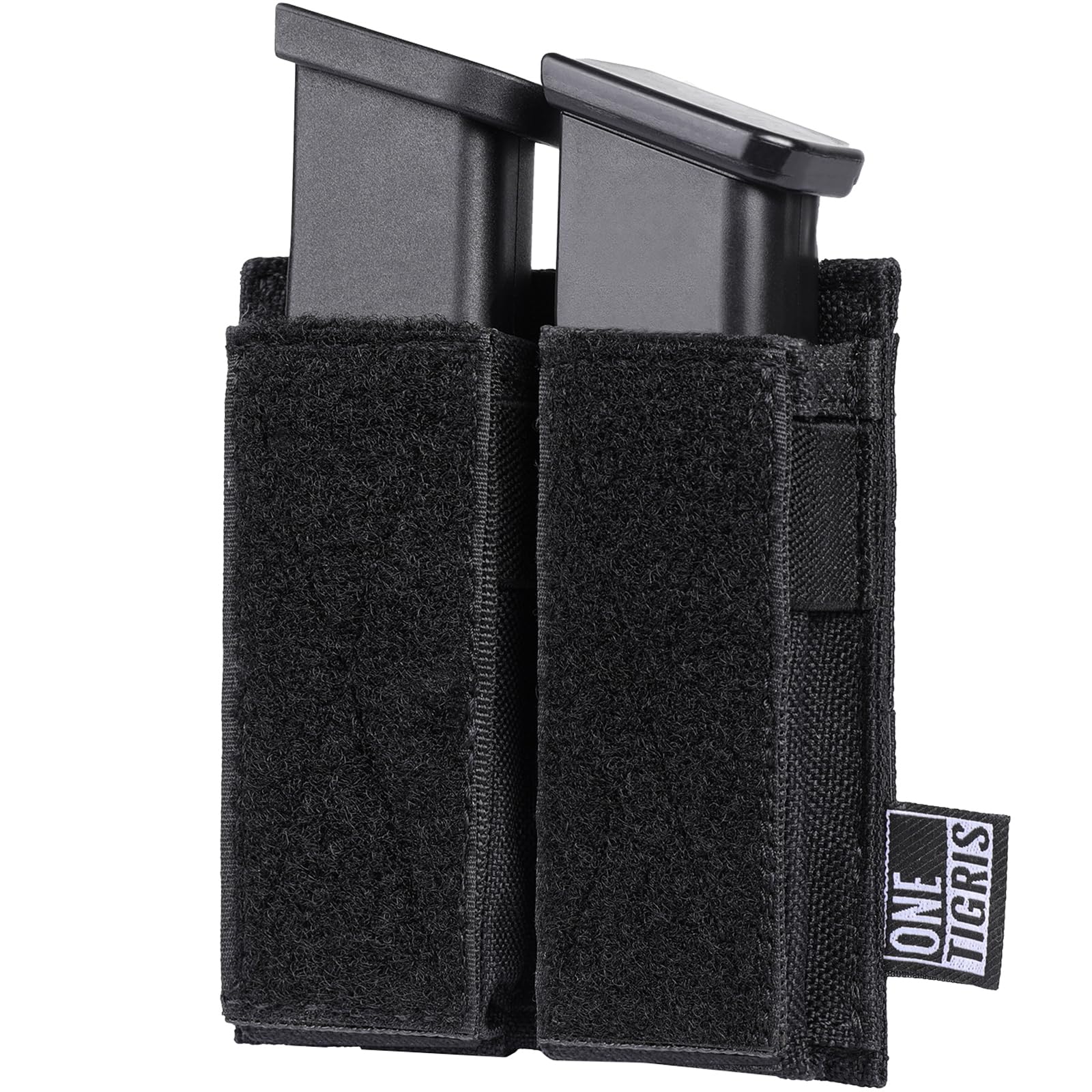 OneTigris Tactical Double Pistol Mag Pouch,Open-Top Molle Mag Pouch for 9mm M4/M16/AR/AK, Magazine Pouch with Quick Release Insert