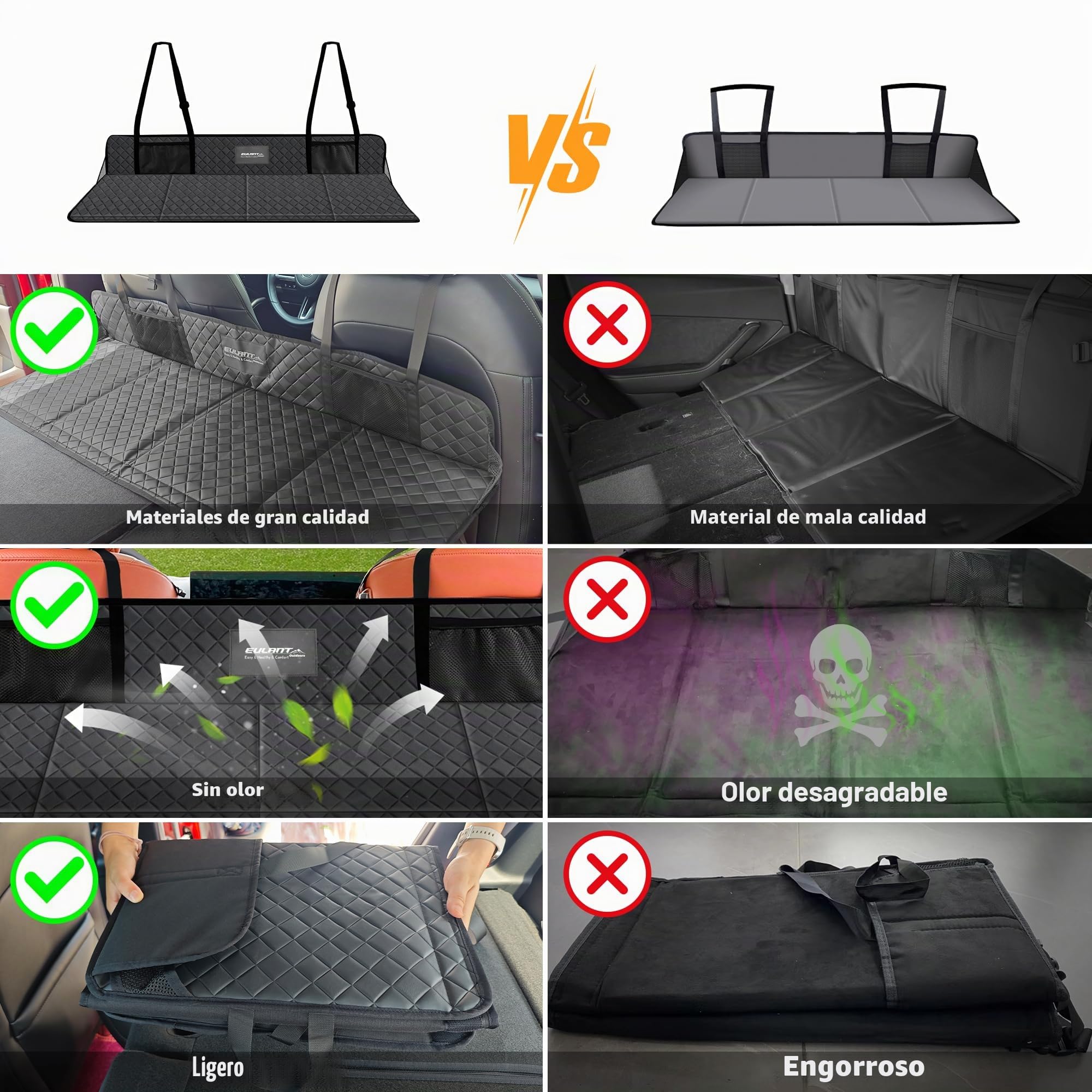 EULANT Extensor de Asiento Trasero de Coche, Soporte de Colchón de Aire de Coche,Alargar el Asiento Trasero Proporciona más Espacio para los Perros,para la Mayoría de Coches/SUV/MPV, Tesla Model Y/3