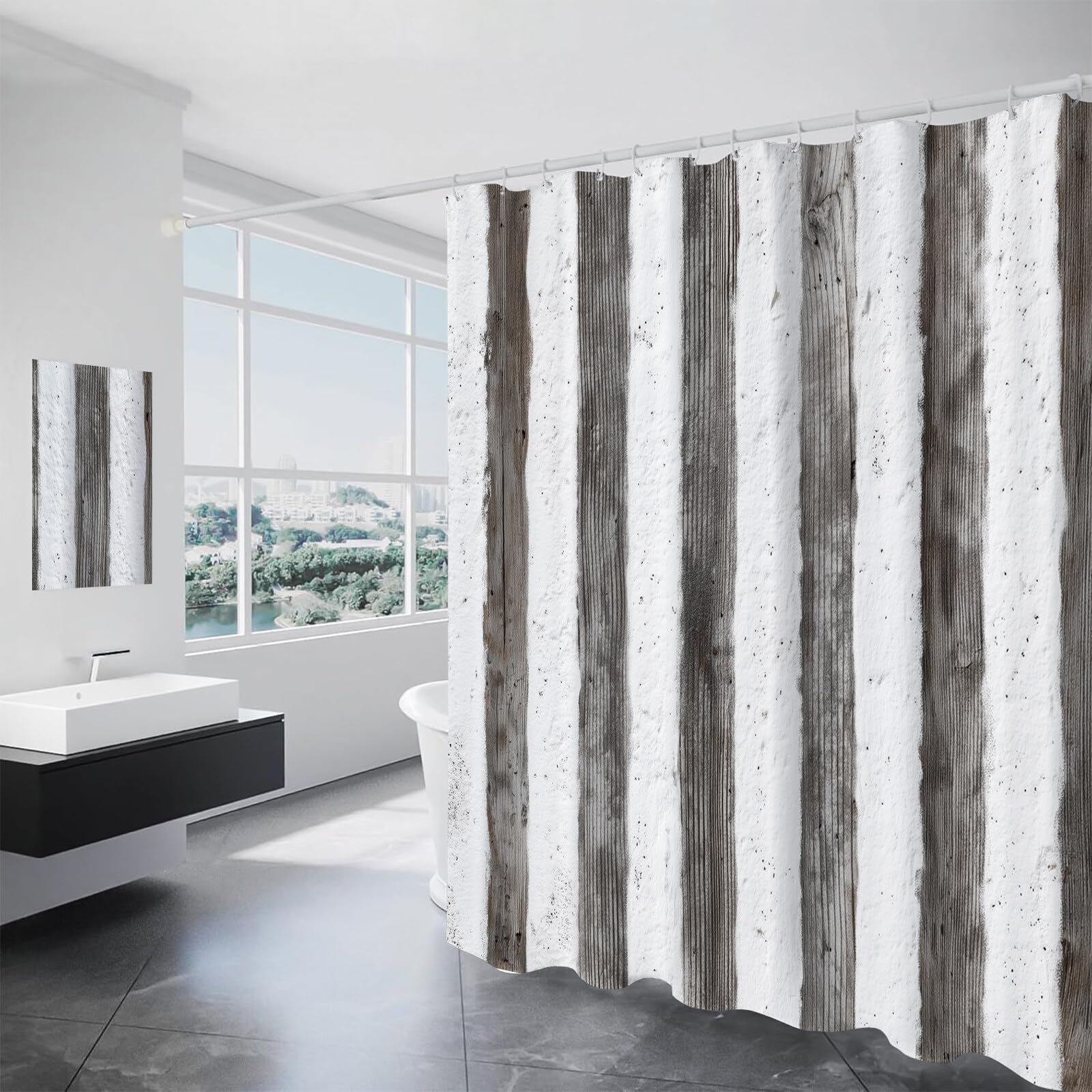 Rideau Douche, Rideau Baignoire Lavable en Machine Rideaux Douche Tissus Lavable Rideau De Baignoire Lavable pour Salle De Bain Domicile Baignoire Famille, Texture De Ligne,