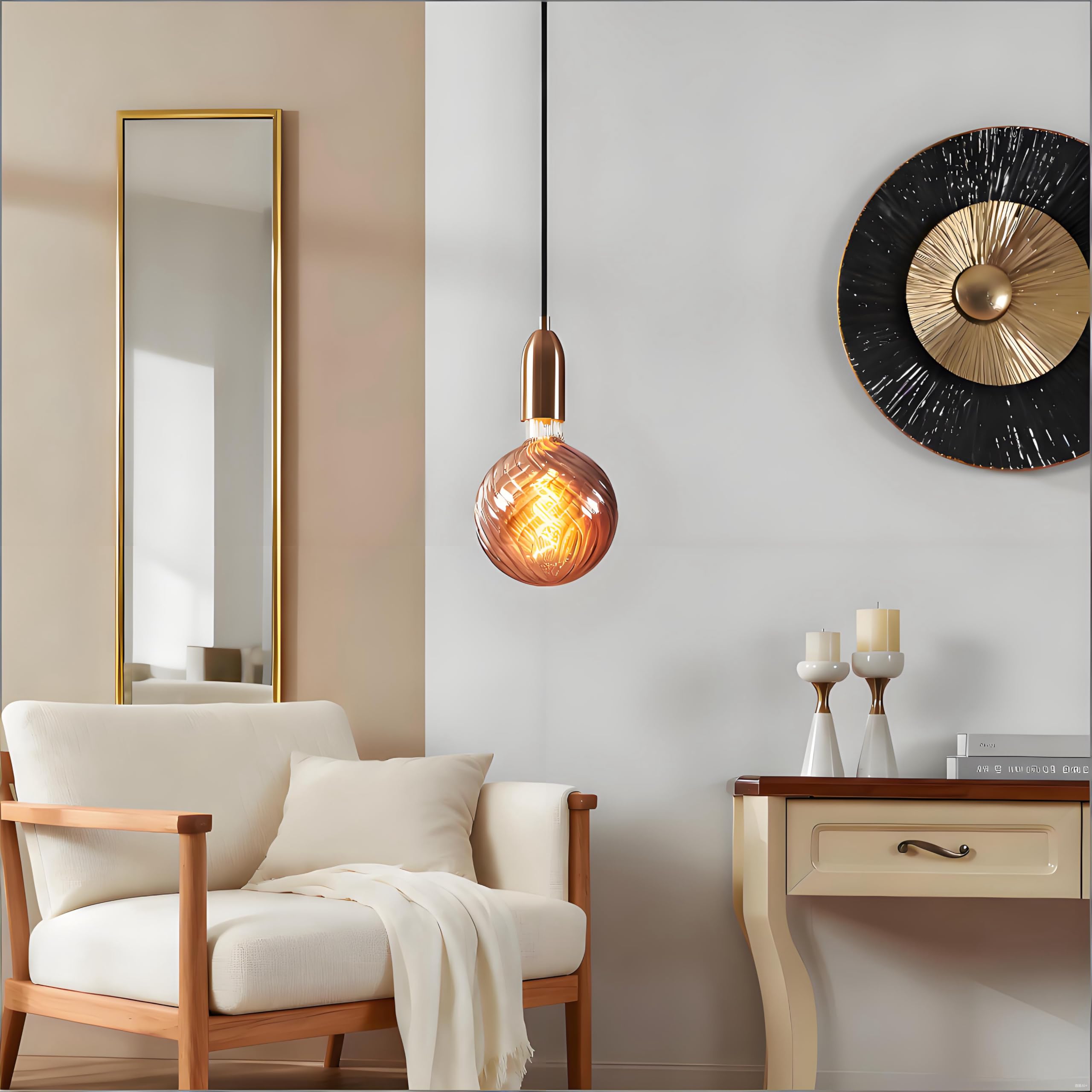Lampadina LED Decorativa Gigante E27, 6W Dimmerabile, Vetro Rivestito Oro Rosa (⌀150mm), Indice Resa Cromatica >90, Luce Bianco Caldo 2700K