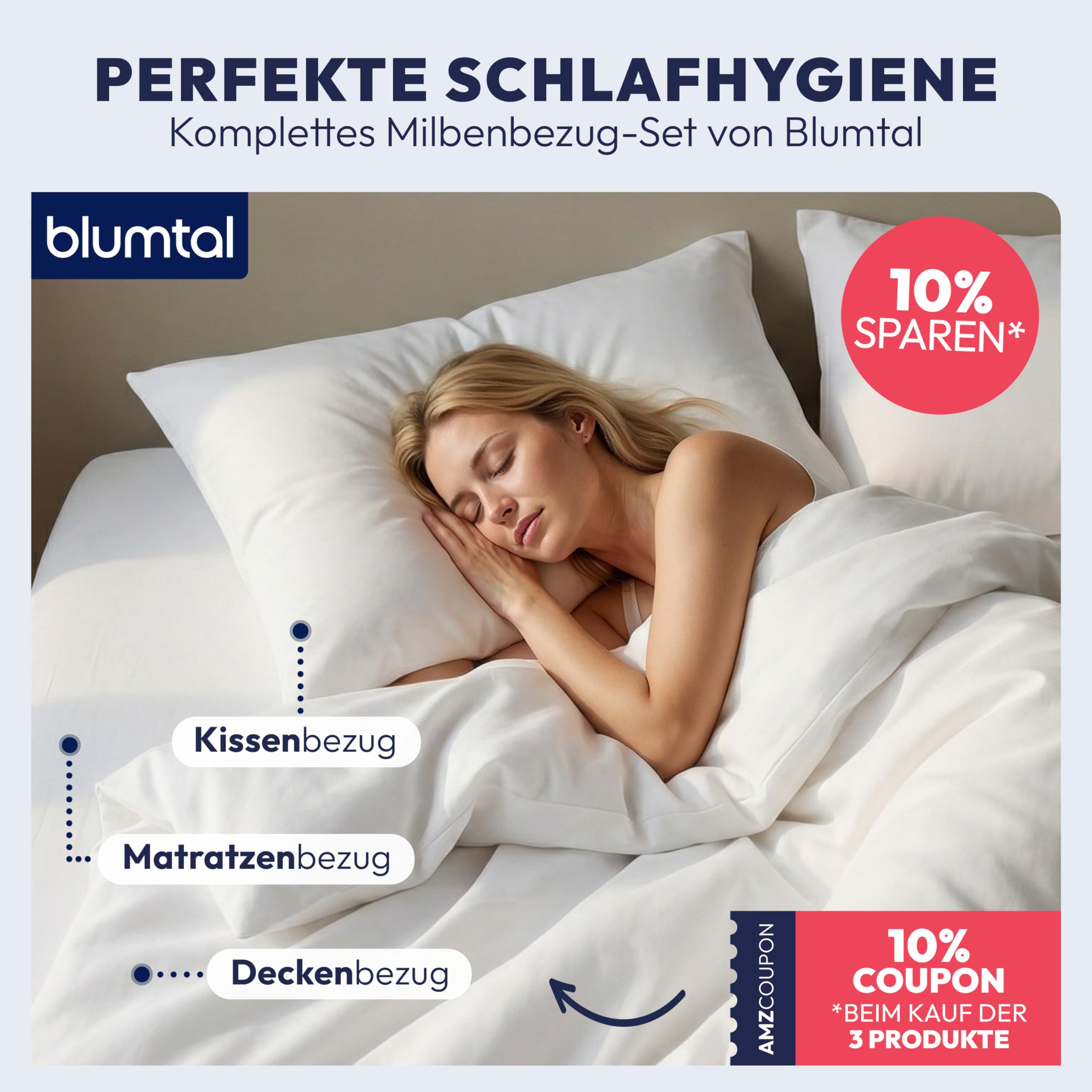 Blumtal Premium Milbenbezug Bettdecke 135x200cm - DERMATEST geprüfte Evolon-Qualität milbendicht - Encasing Bettwäsche 135x200cm - Oeko-TEX zert. Mikrofilament-Textil Evolon - Encasing Decke