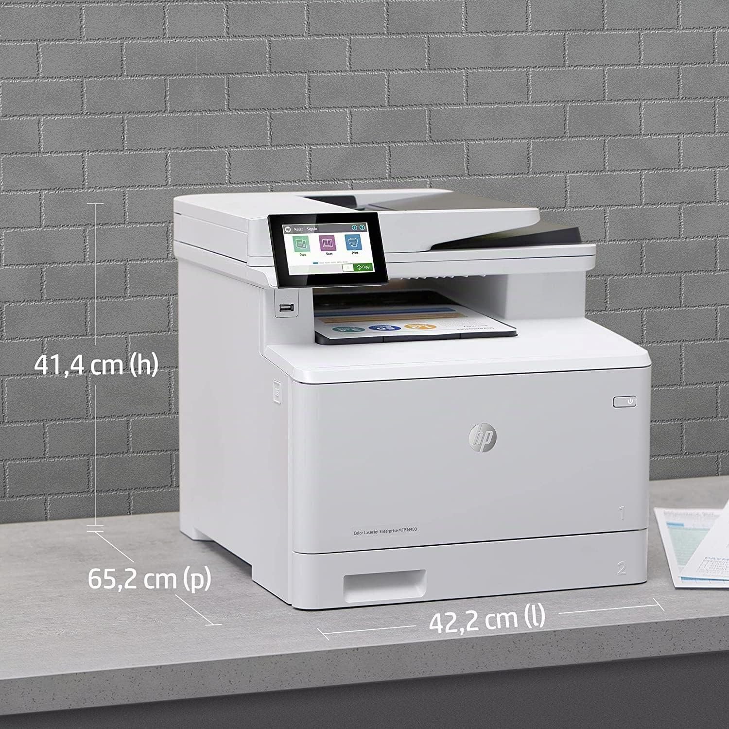 HP Color LaserJet Enterprise M480f 3QA55A, Stampante Multifunzione A4, Stampa Fronte e Retro Automatico a colori, 27 ppm, Copia, Scansiona, Fax, ADF, Ethernet, USB, HP Smart, Schermo Touch LDC, Bianca