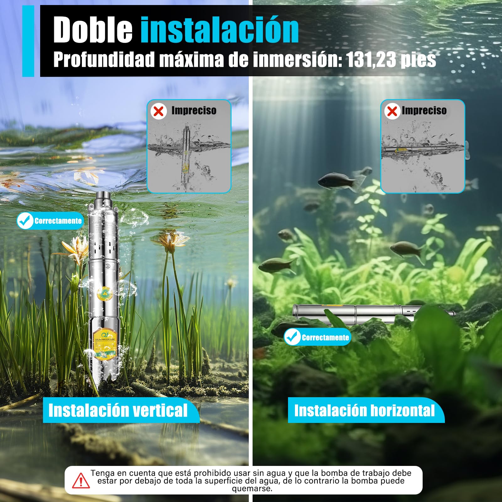 Pompa dell'acqua a energia solare, pompa sommersa per pozzi profondi, 12 V, 24 V, 48 V, pompa per pozzi ad immersione per industria, irrigazione, uso domestico (24 V, 370 W)