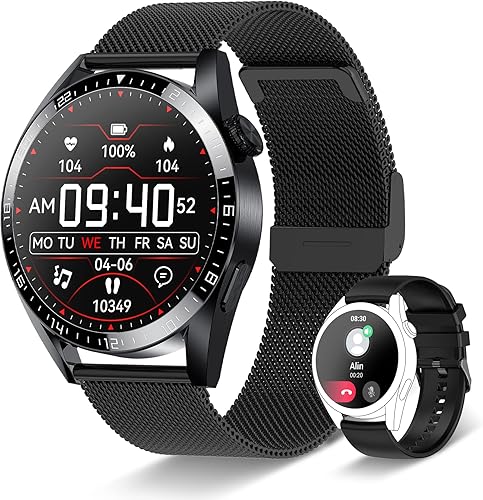 Reloj inteligente para hombre (llamada/respuesta de llamada), reloj de seguimiento de actividad física con monitor de sueño de frecuencia cardíaca,