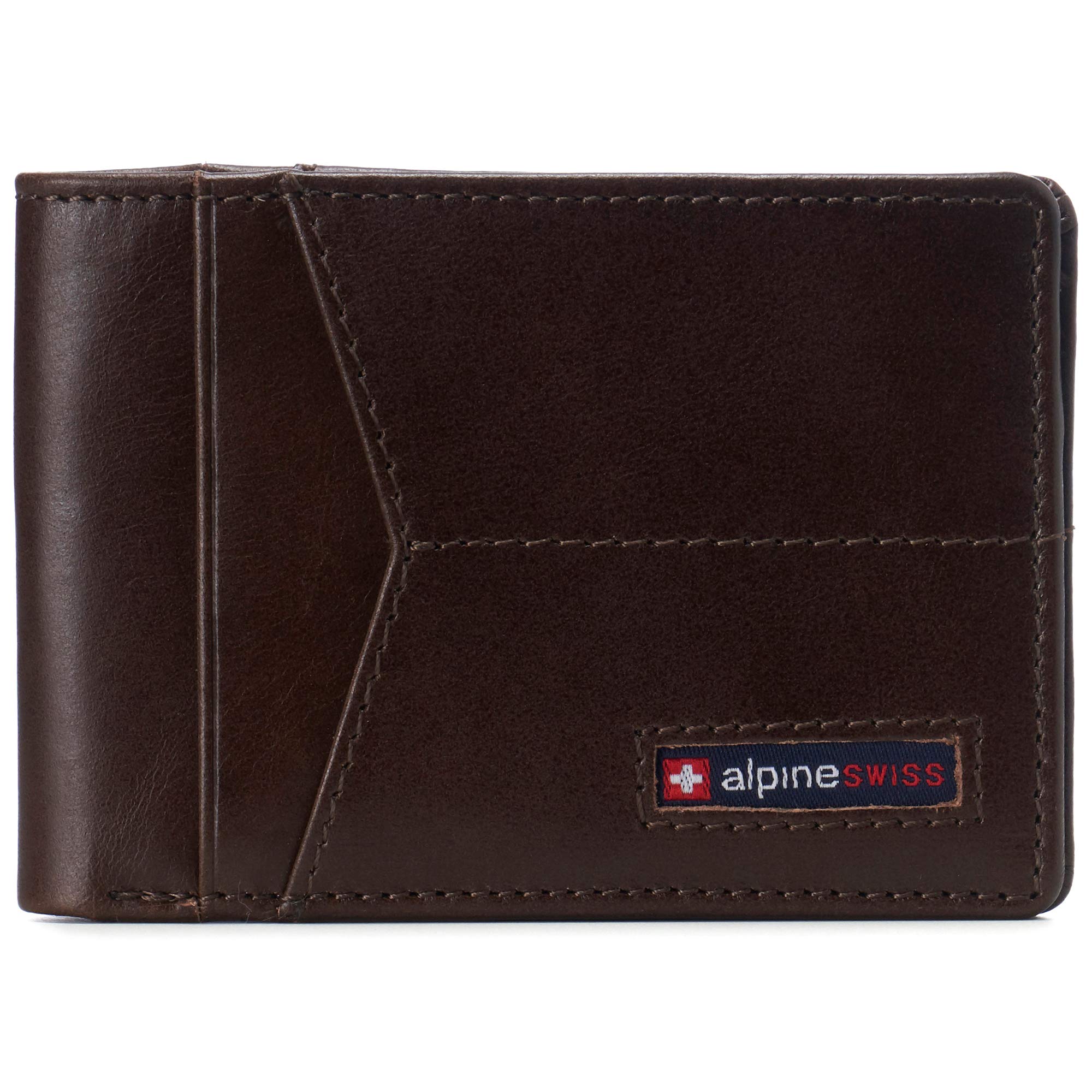 Alpine Swiss Delaney Slim Bifold Wallet | Front Pocket Wallet | 8 Card Slots ID Window | Outside Card Slot| RFID Protected Premium Leather | Gift Box