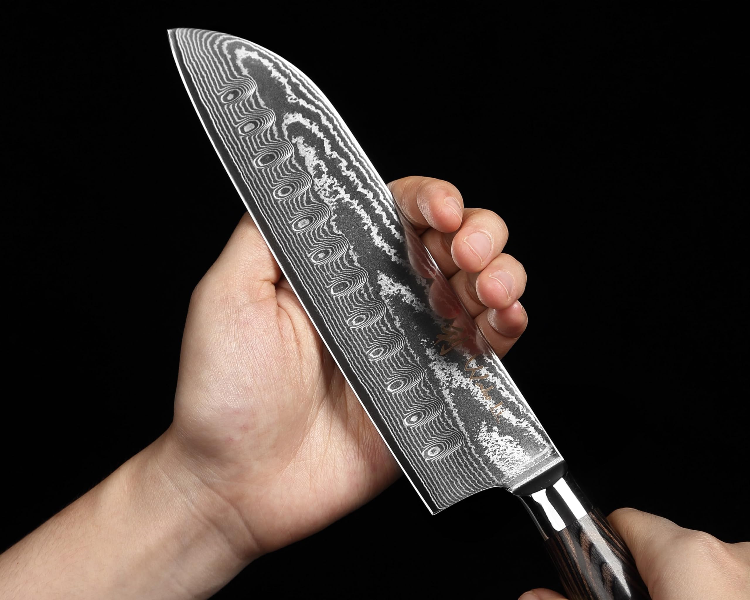 Wakoli EDIB Essentials Scharfes Damast Küchenmesser Messerset - Chefmesser, Santoku & Gemüsemesser - Kochmesser aus 67 Lagen Damaststahl VG10 Kern 60±1 HRC - Pakkaholzgriff - Küchen Messer in Holzbox