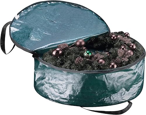Miniatura 2 de Elf Stor - Bolsa de almacenamiento para coronas de Navidad, con cremallera de 24 pulgadas y asas, contenedor de plástico para coronas y guirnaldas