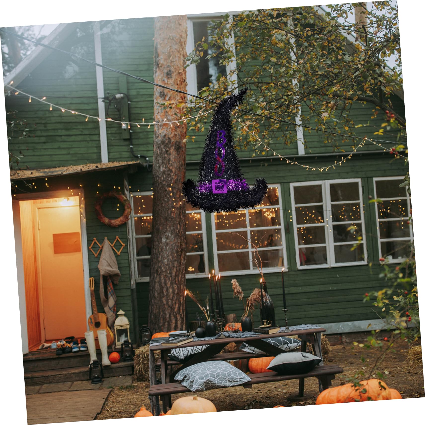 Cabilock DIY Craft Wreath Wire Frame 2pcs Metal Witch Hat Wreath Frame Hanging Decor Festive Party Accessory