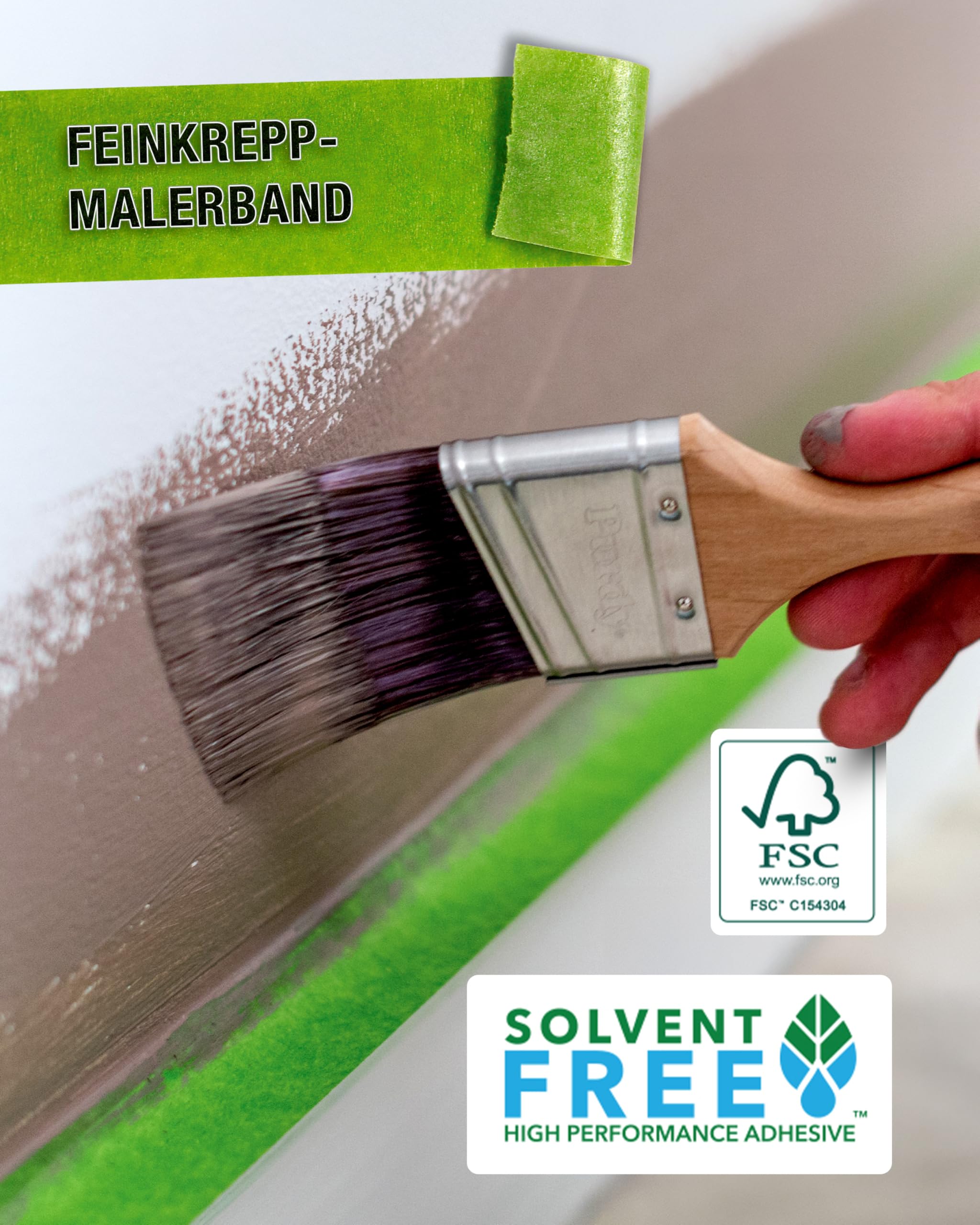 FrogTape Multi Surface Malerband Grün, 36mm x 55m, 3er Set | PaintBlock, viele Untergründe, Holz Glas Metall, Malerkrepp, scharfe Kanten