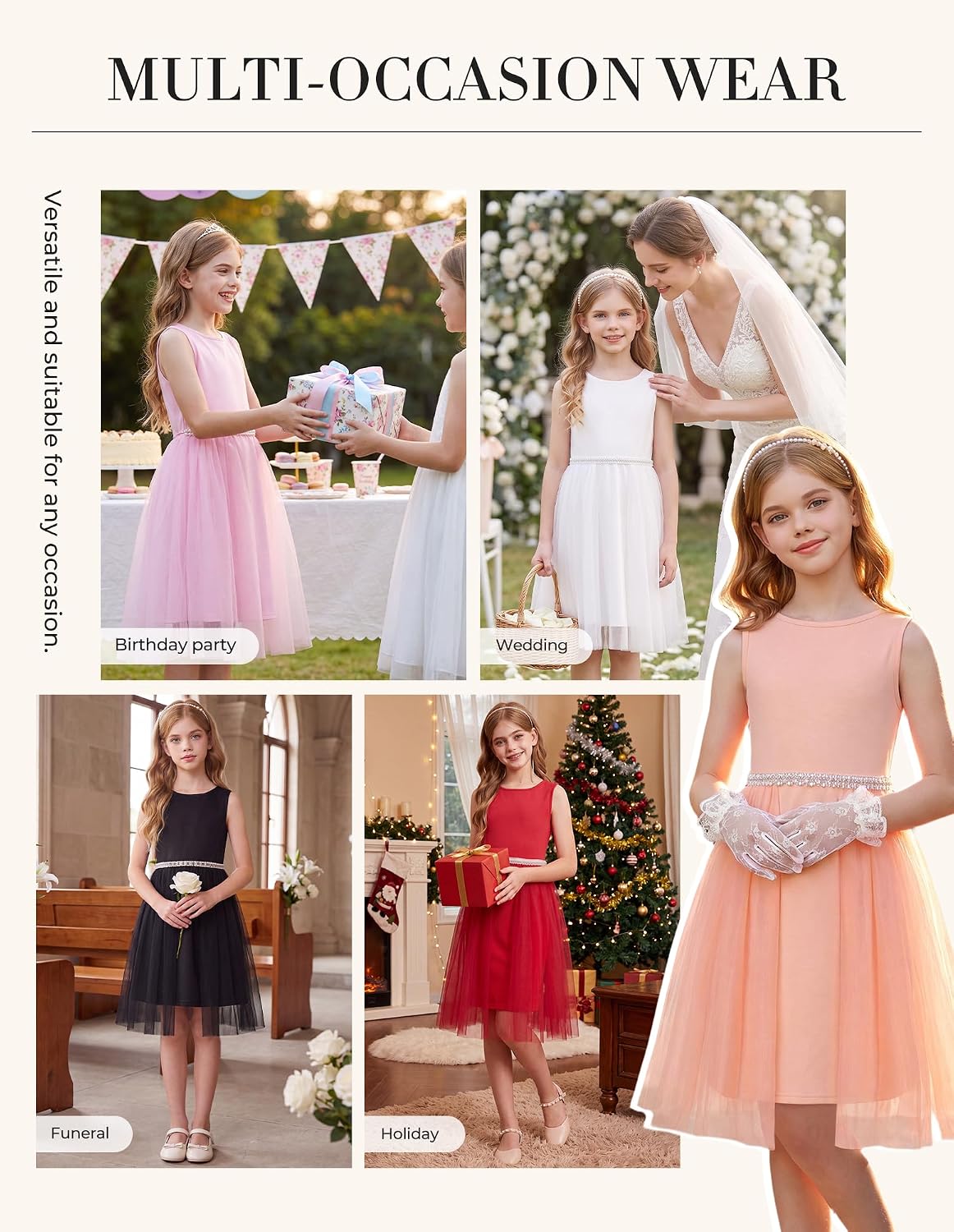 GRACE KARIN Girls Fancy Party Dress Sleeveless Formal Dance Dresses 6-14Y