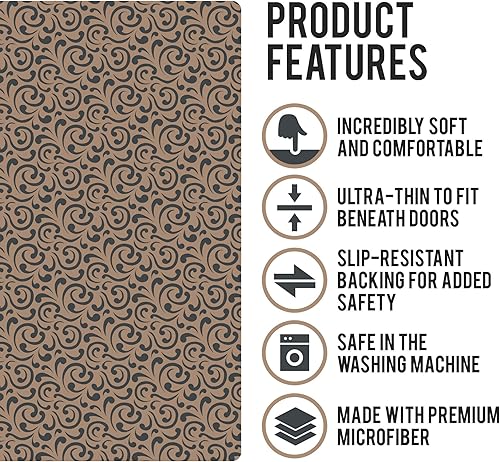 Miniatura 3 de Alfombrilla Shape28, ultra delgada para la cocina, con respaldo de goma antideslizante, 35 x 23 pulgadas, capuchino