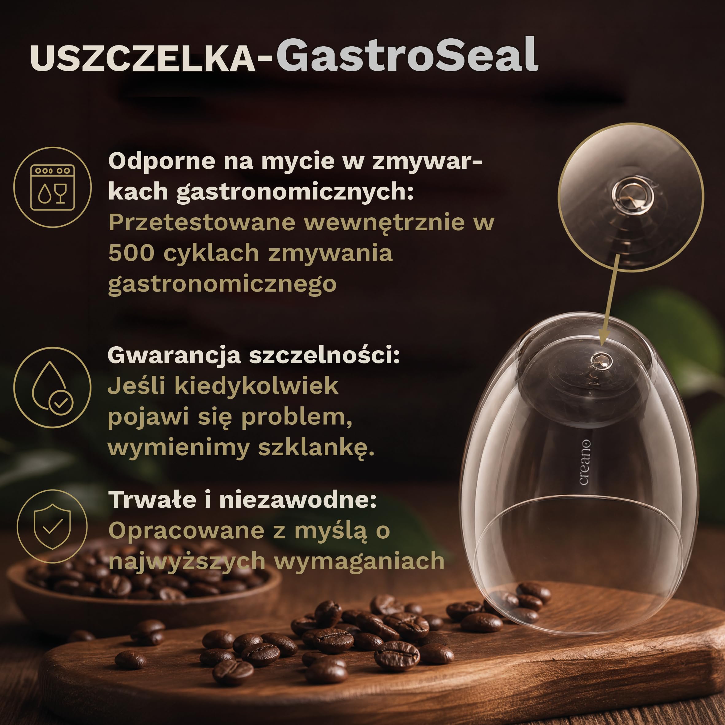 Creano PREMIUM Szklanki Dwuścienne 400 ml – Zestaw 6 szt. – ŚWIATOWA NOWOŚĆ | W 100% przystosowane do mycia w zmywarce dzięki uszczelnieniu GastroSeal – jakość dla gastronomii – szkło dwuścienne