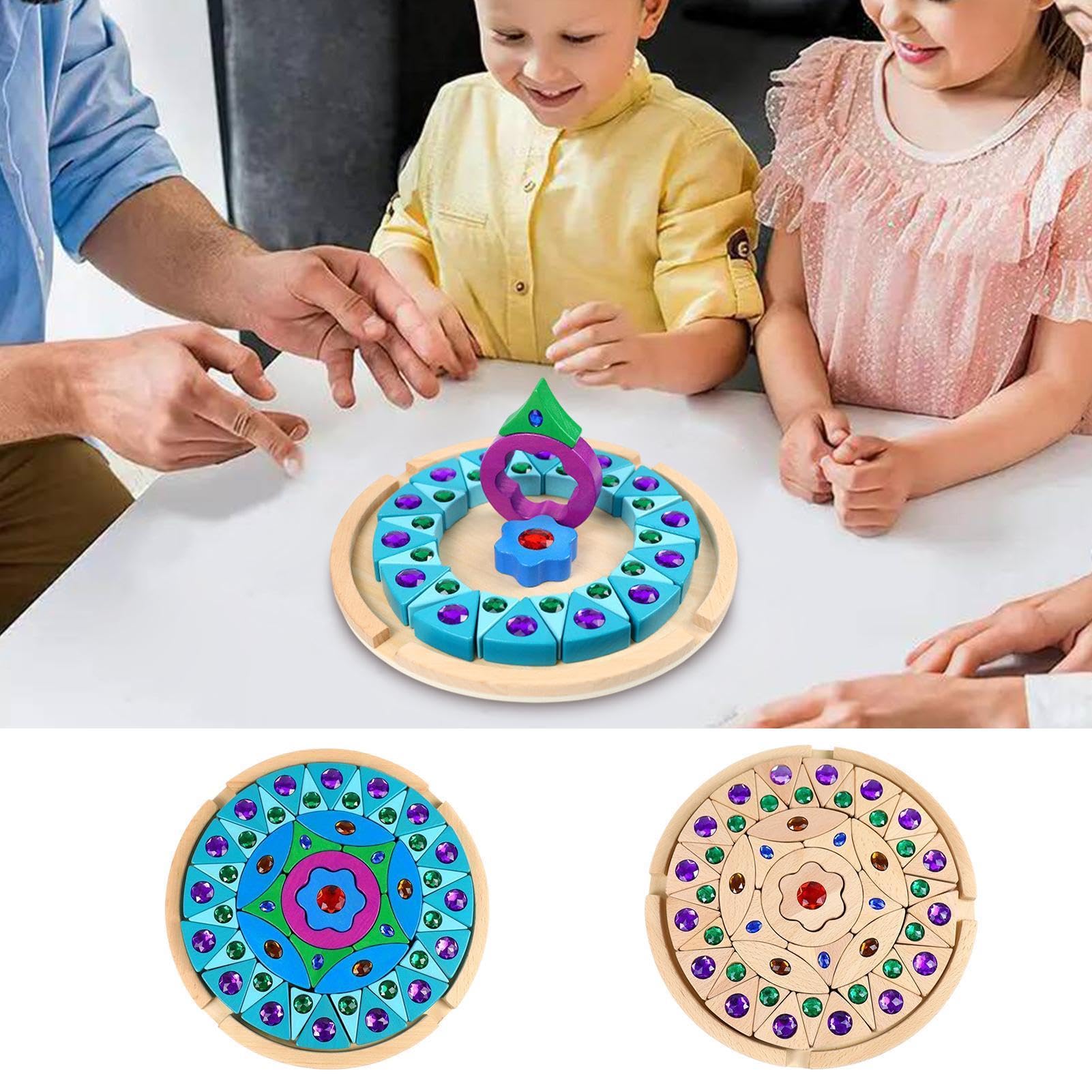 Bloques De Gemas Madera Brillante Educativo Creativo | Bloques Aprendizaje Temprano Para Desarrollo Temprano Creatividad Aprendizaje Preescolar Motricidad Fina Clasificación