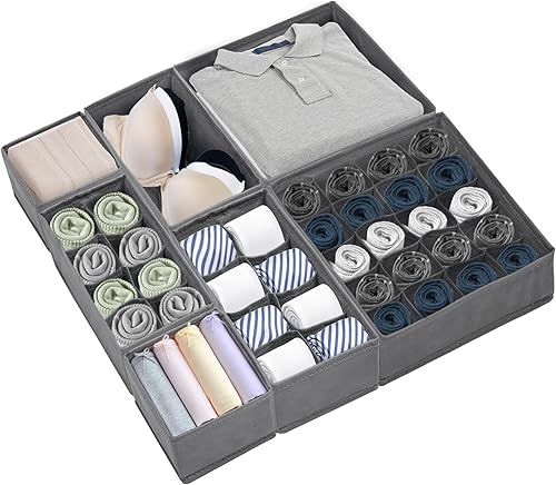najiaxiaowu Paquete de 8 organizadores de cajones de ropa interior ropa interior y sujetadores organizadores de cajones para ropa con 90 celdas de