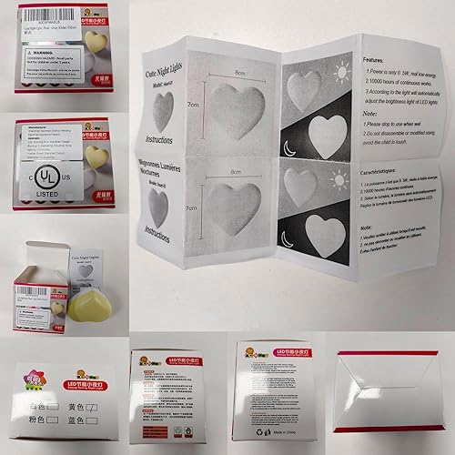 Miniatura 10 de Lindas luces nocturnas, luz nocturna en forma de corazón con sensores de luz, sensor automático de atardecer a amanecer, blanco cálido suave, luz