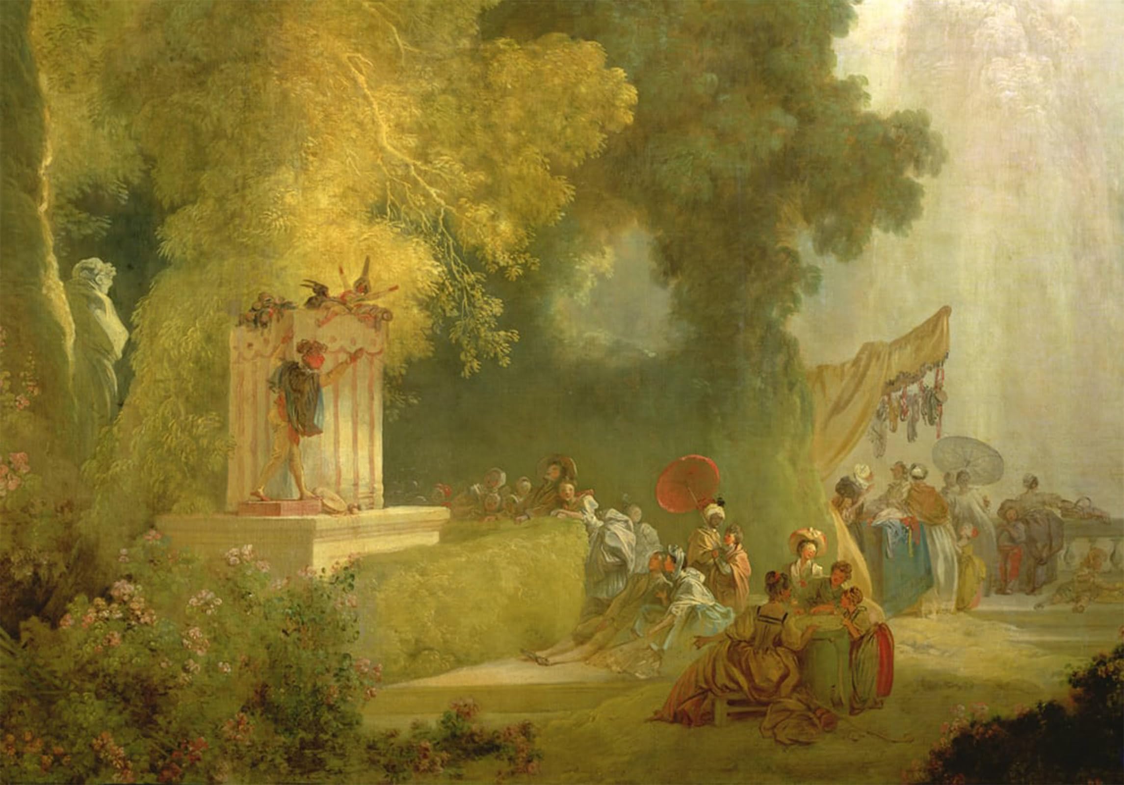 SERENDIPITP Abstract Painting Mural Print Picture Wall Decor Painting the Fete At Saint Cloud Detail of the Puppet by Jean Honore Fragonar Vintage Wall Artwork for Home Decor 60x90cm