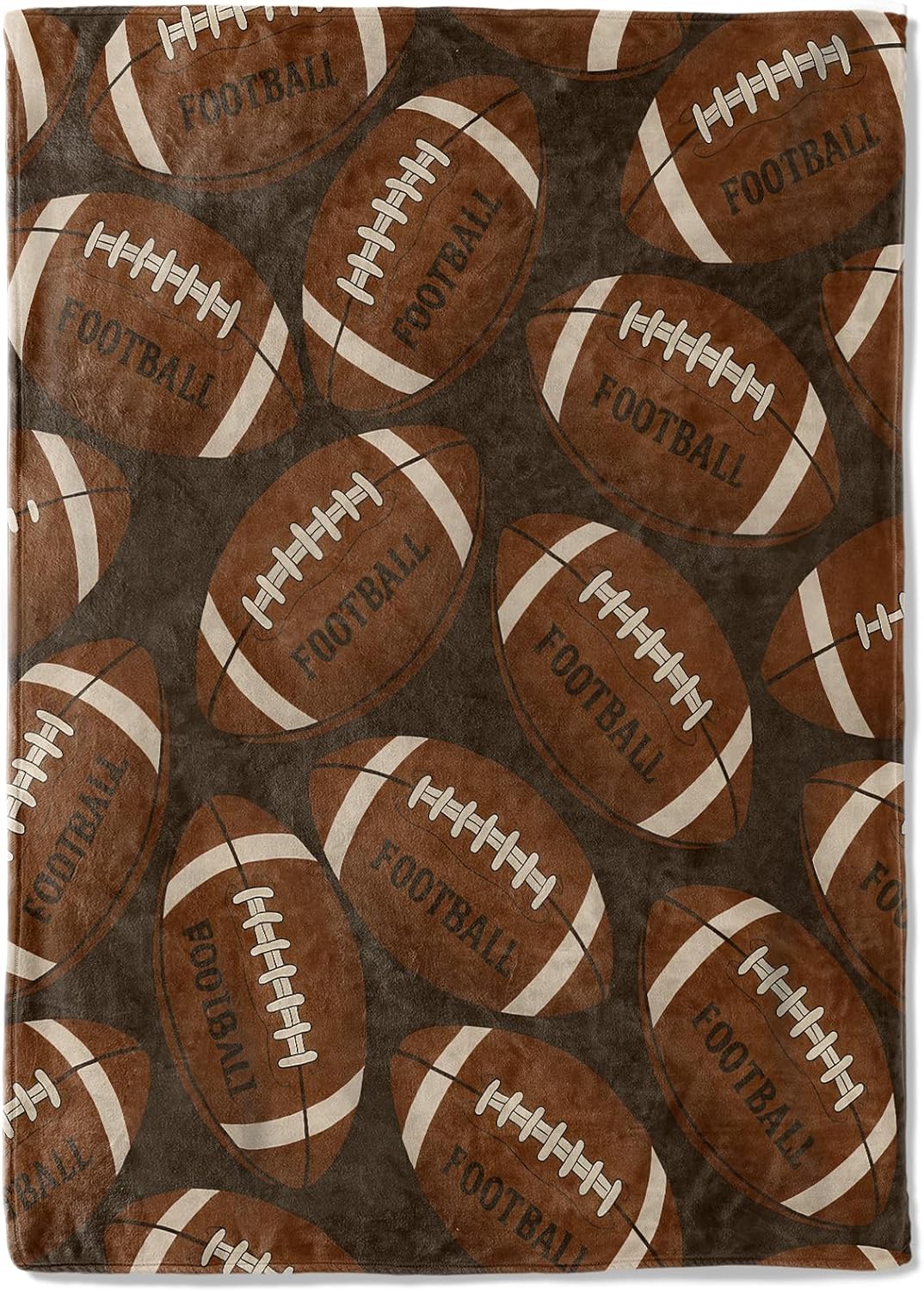 Football Fleece Blanket,50x60in,Brown Sport Ball Game Day Fans Throw Blankets,Soft Cozy Lightweight, Ideal for Bed Living Room Home Decor,Boys Teens Gifts